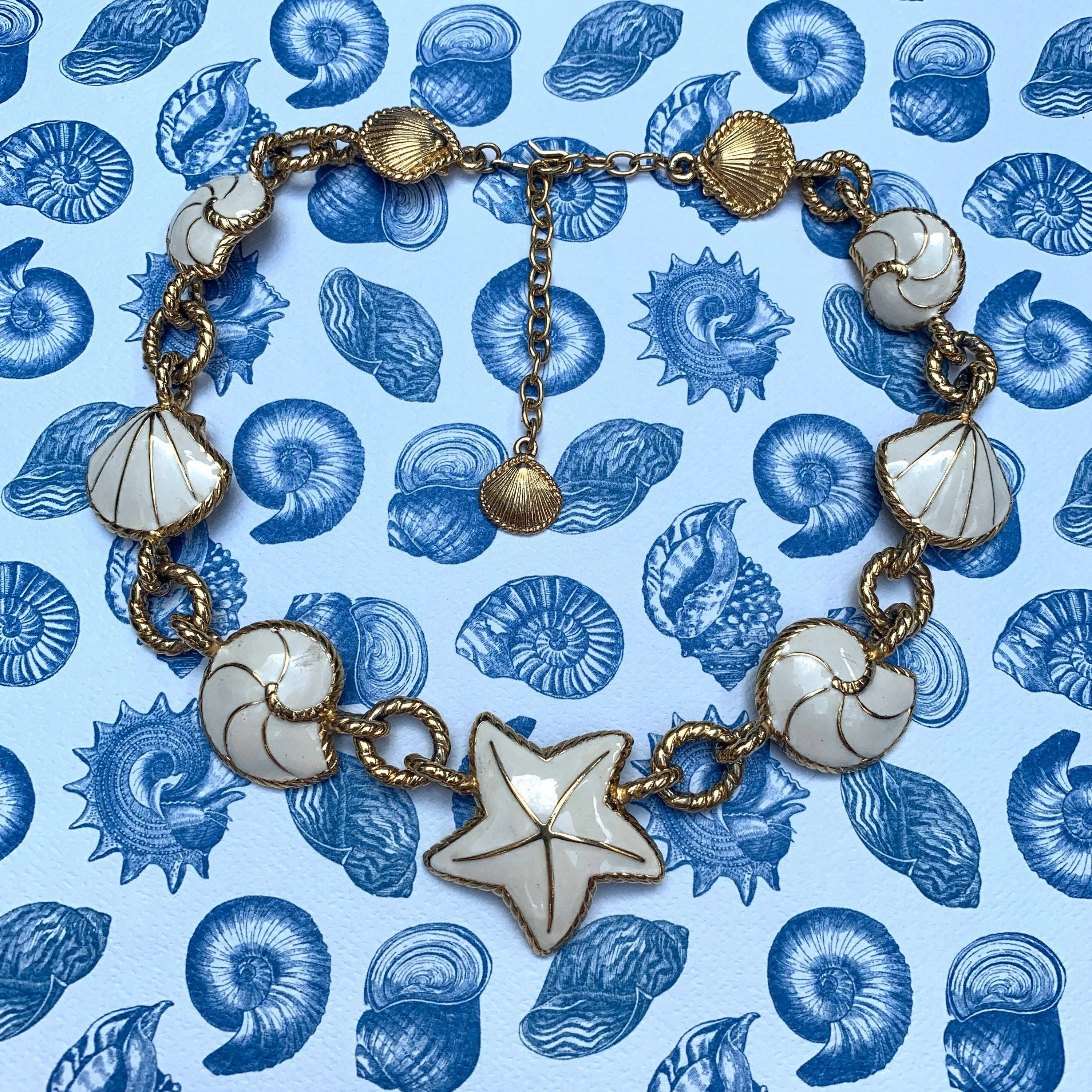 Trifari Starfish Necklace White Shells