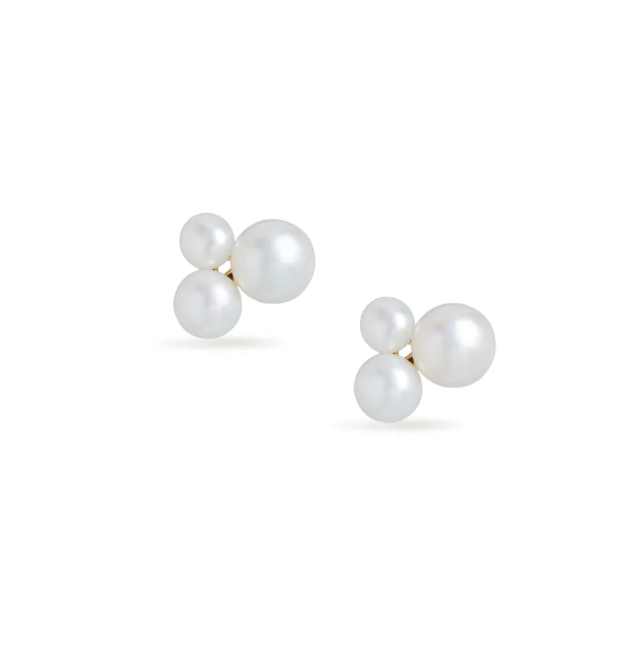 Trio Bubble Pearl Stud Earrings