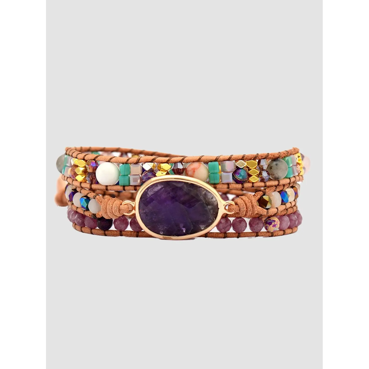 Triple-Layer Exotic Amethyst Bracelet