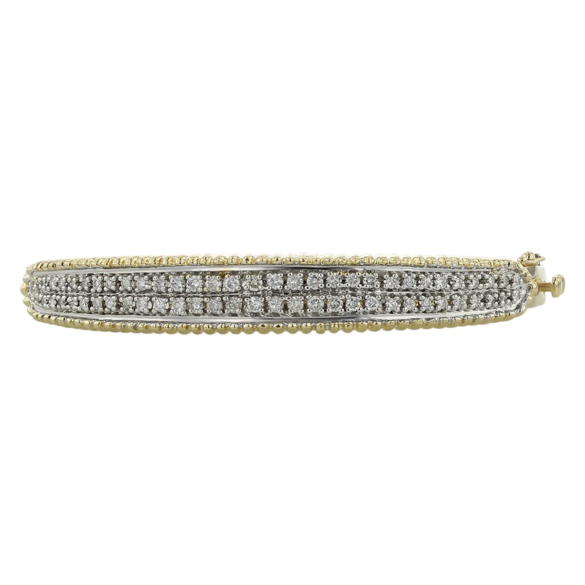 Two-Tone 14K Diamond Two Row Bangle Bracelet