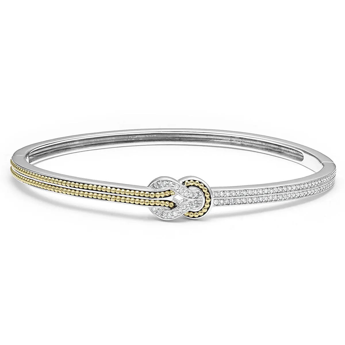 Two Tone Knot Diamond Cuff Bracelet