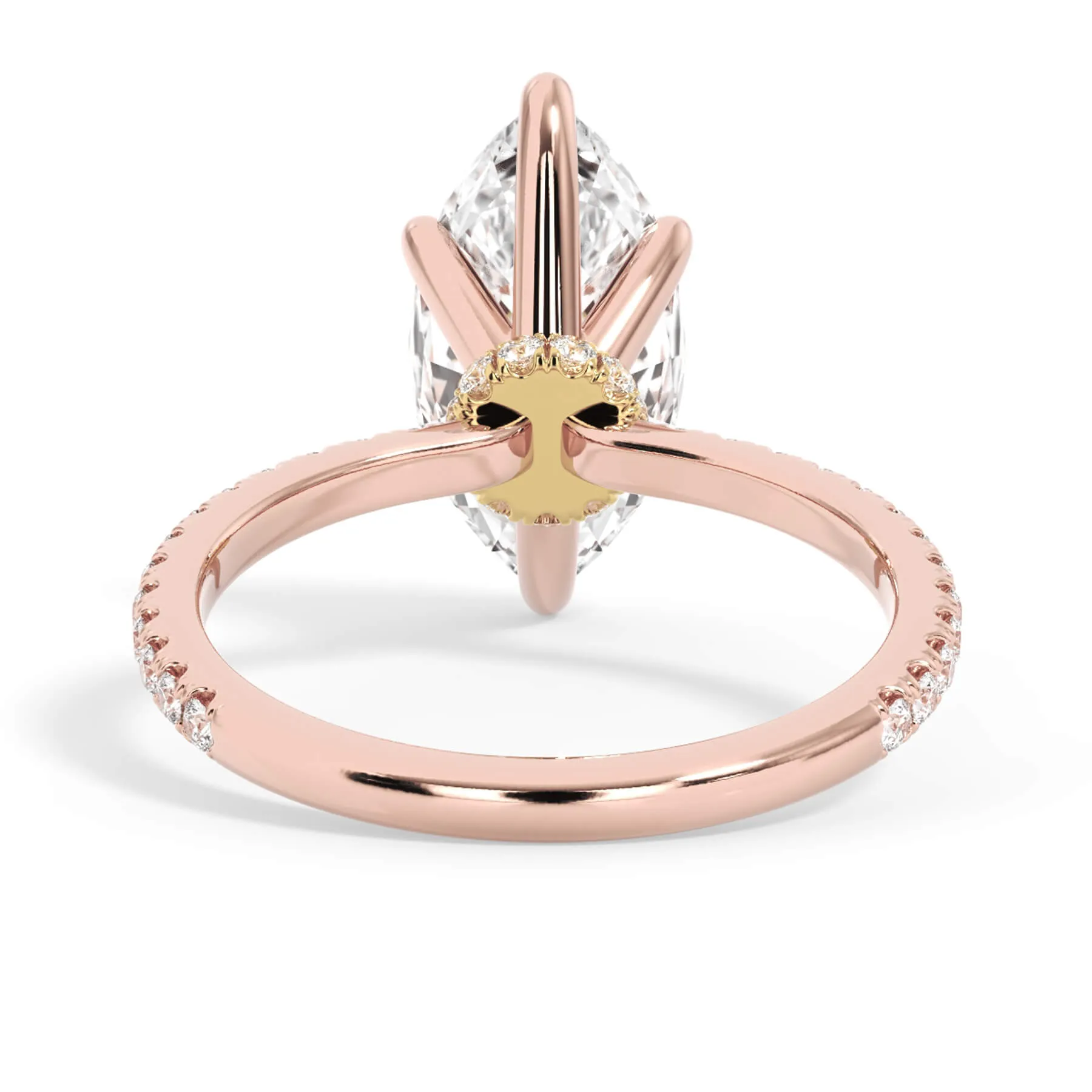 Under Halo with Diamond Shank Engagement Ring - Yellow Gold Wrap