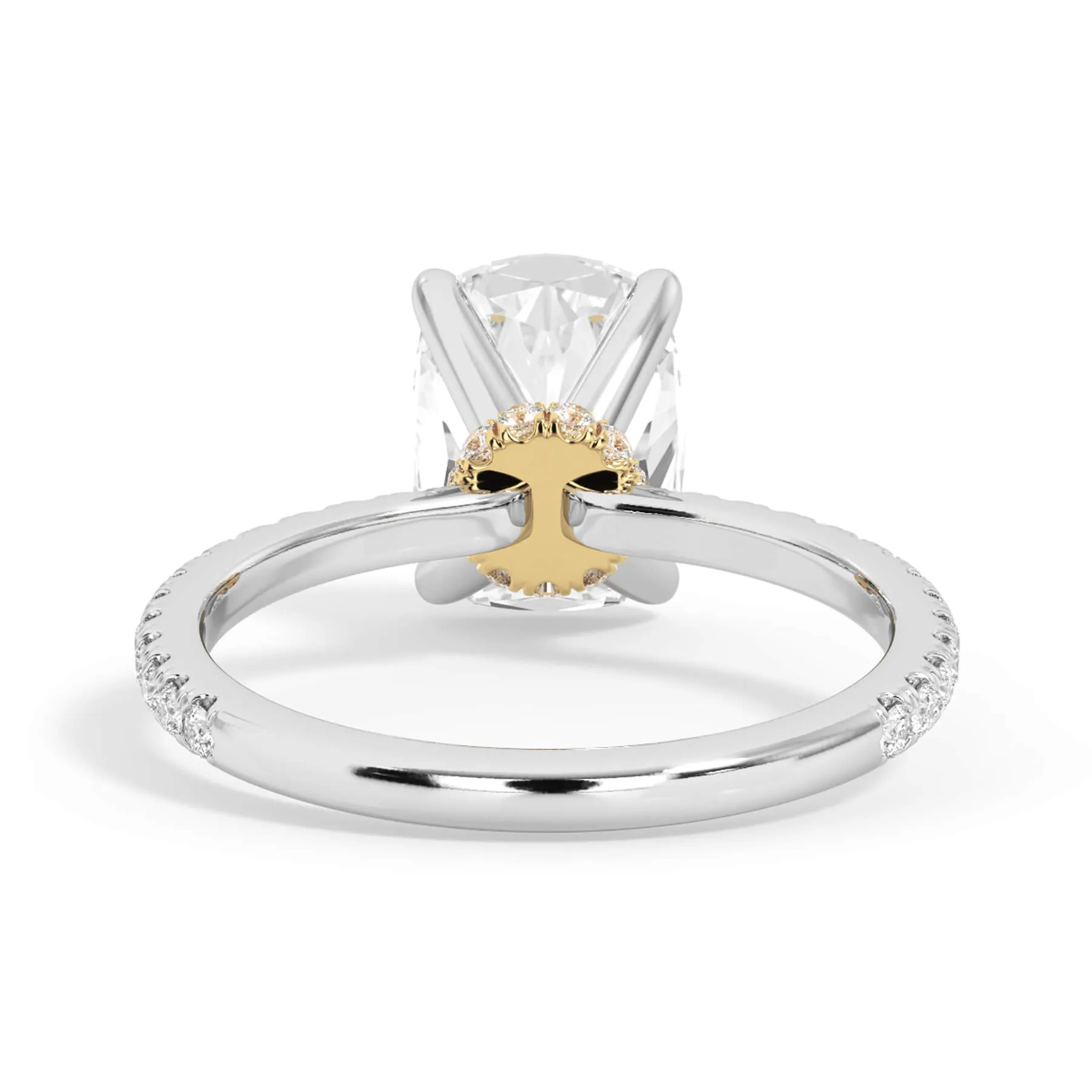 Under Halo with Diamond Shank Engagement Ring - Yellow Gold Wrap