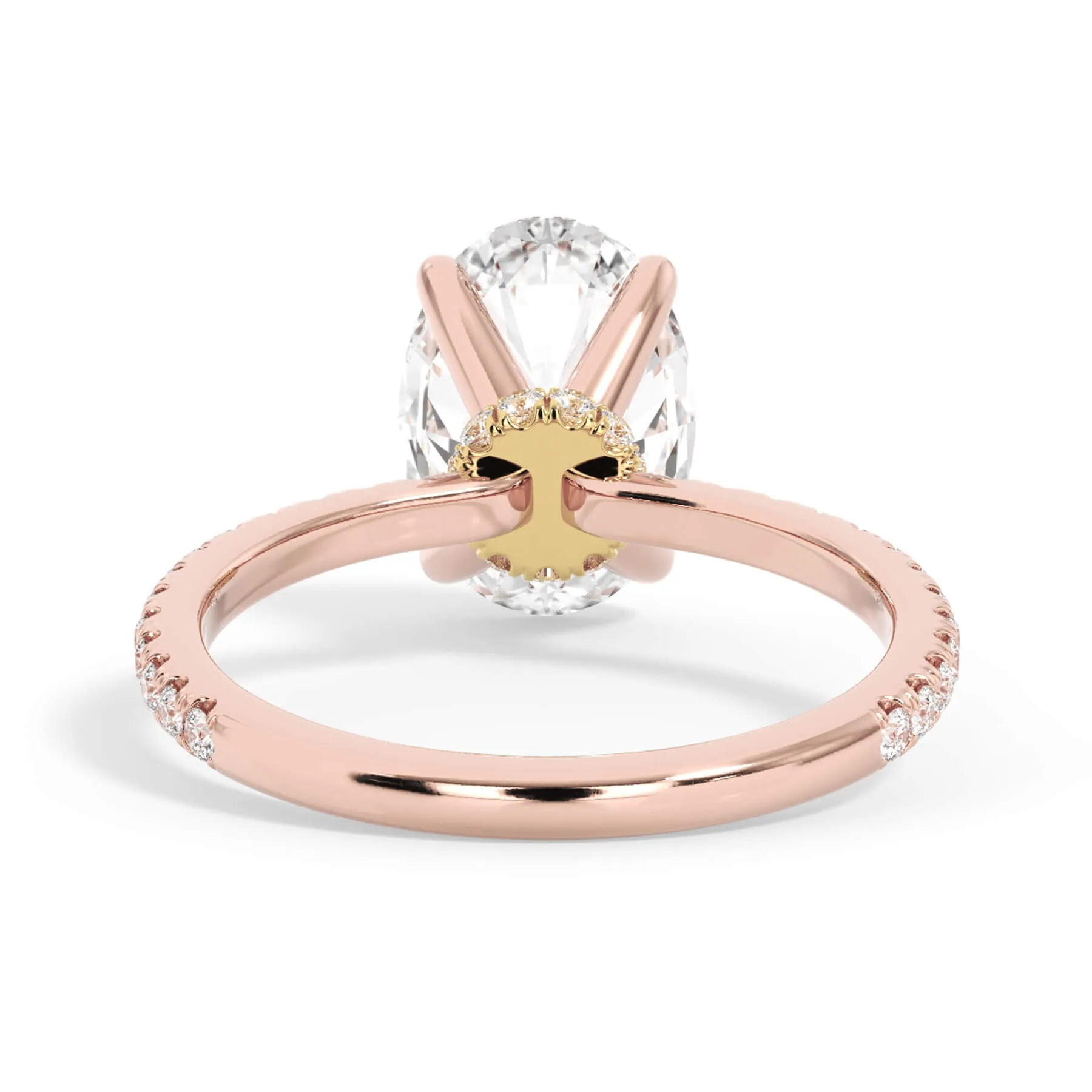 Under Halo with Diamond Shank Engagement Ring - Yellow Gold Wrap