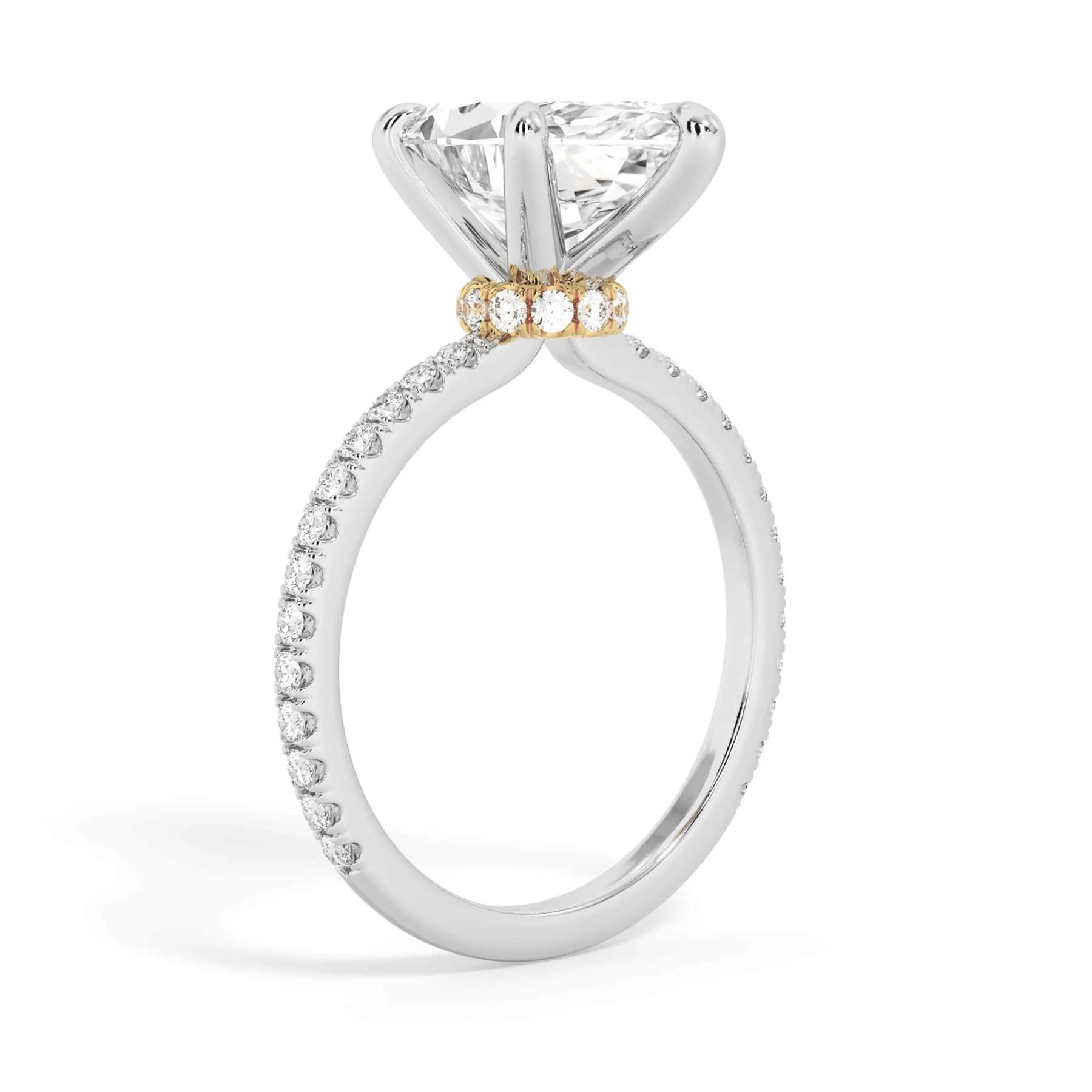 Under Halo with Diamond Shank Engagement Ring - Yellow Gold Wrap