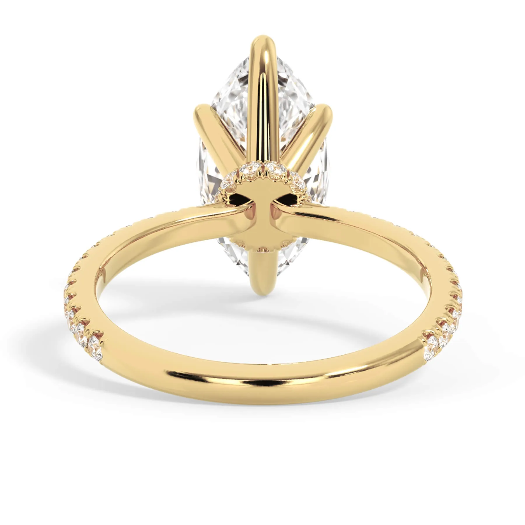 Under Halo with Diamond Shank Engagement Ring - Yellow Gold Wrap