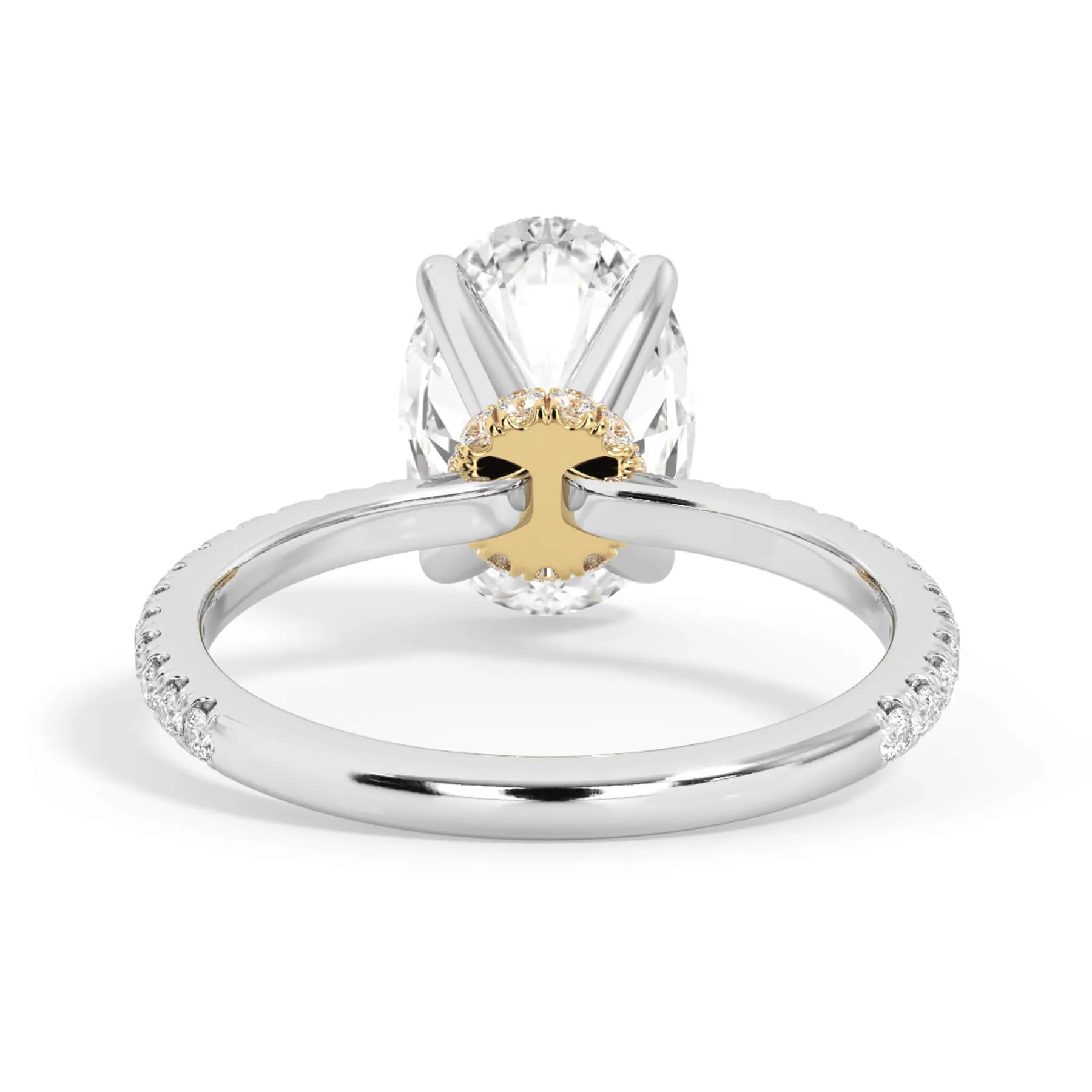 Under Halo with Diamond Shank Engagement Ring - Yellow Gold Wrap