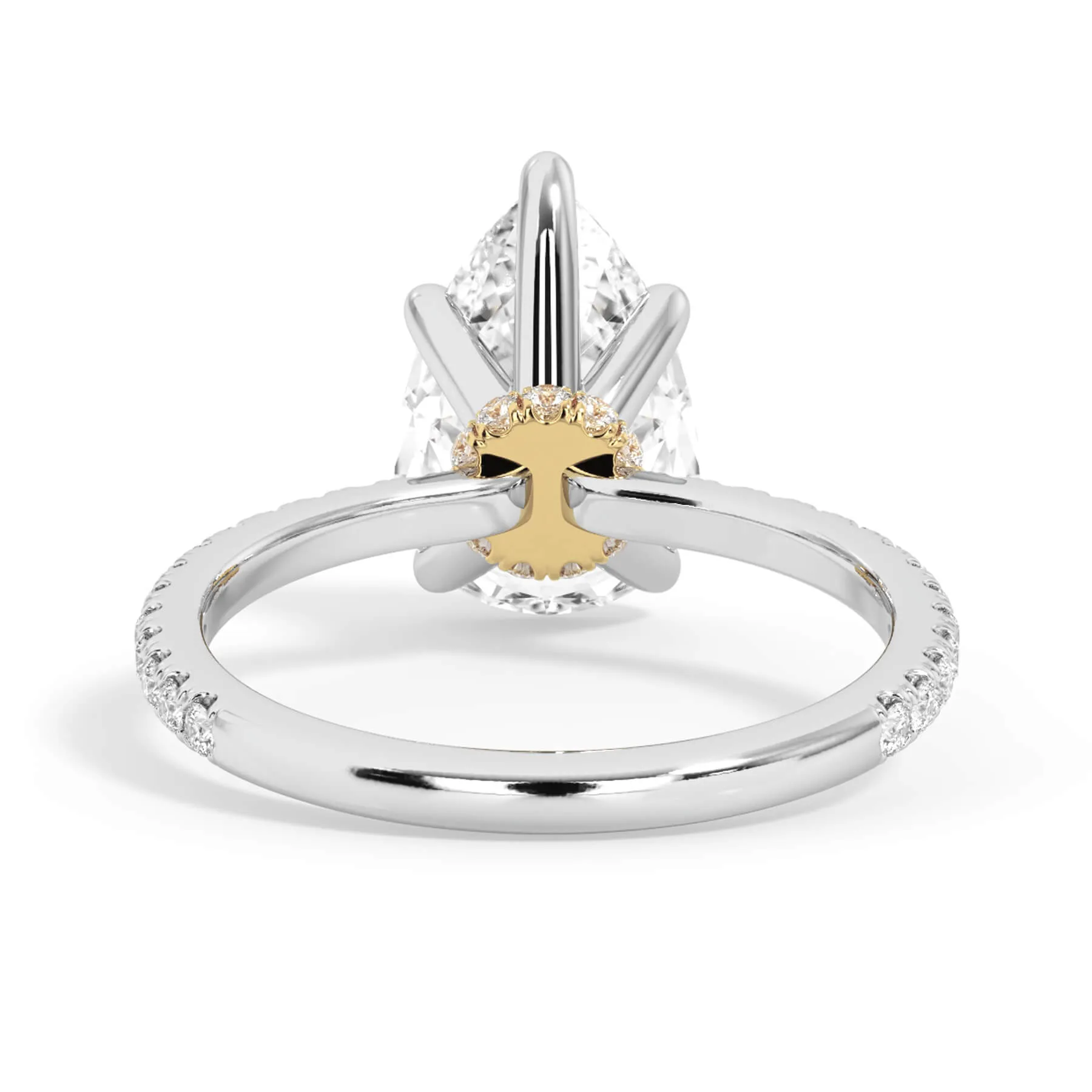 Under Halo with Diamond Shank Engagement Ring - Yellow Gold Wrap