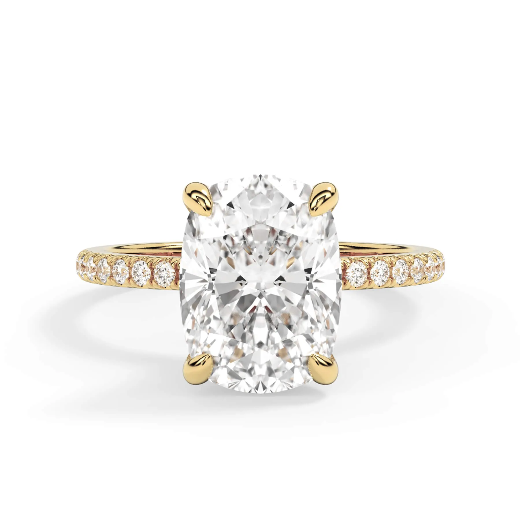 Under Halo with Diamond Shank Engagement Ring - Yellow Gold Wrap