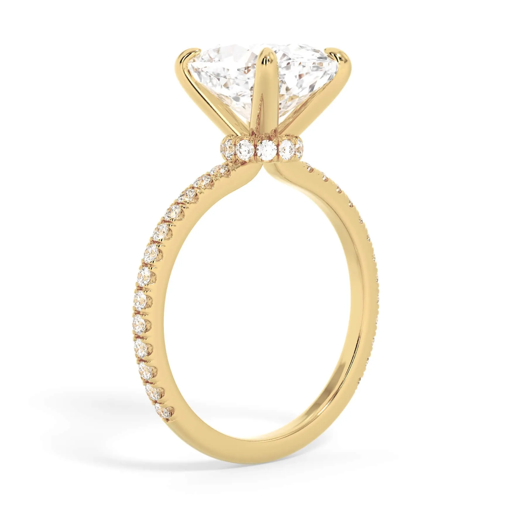 Under Halo with Diamond Shank Engagement Ring - Yellow Gold Wrap