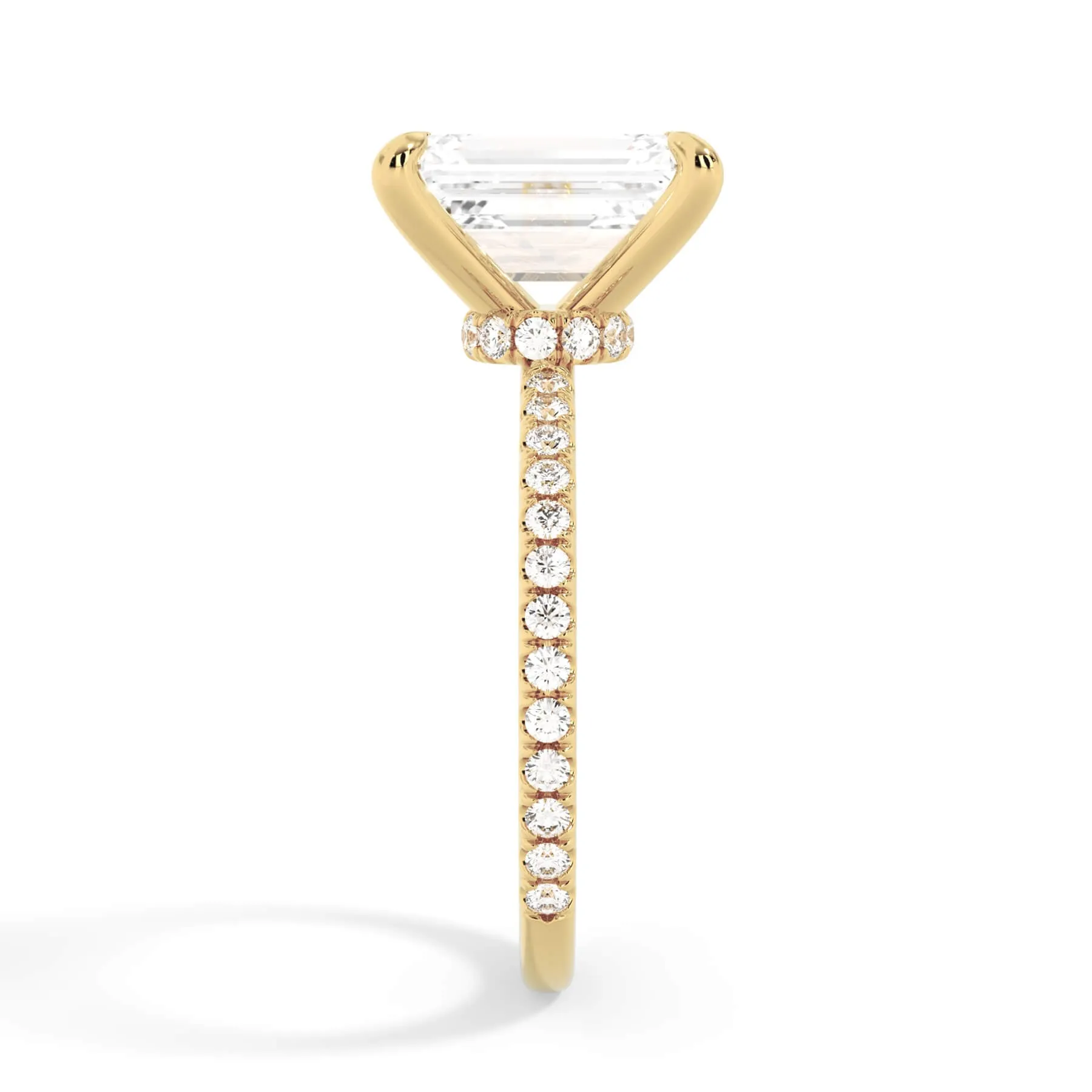 Under Halo with Diamond Shank Engagement Ring - Yellow Gold Wrap