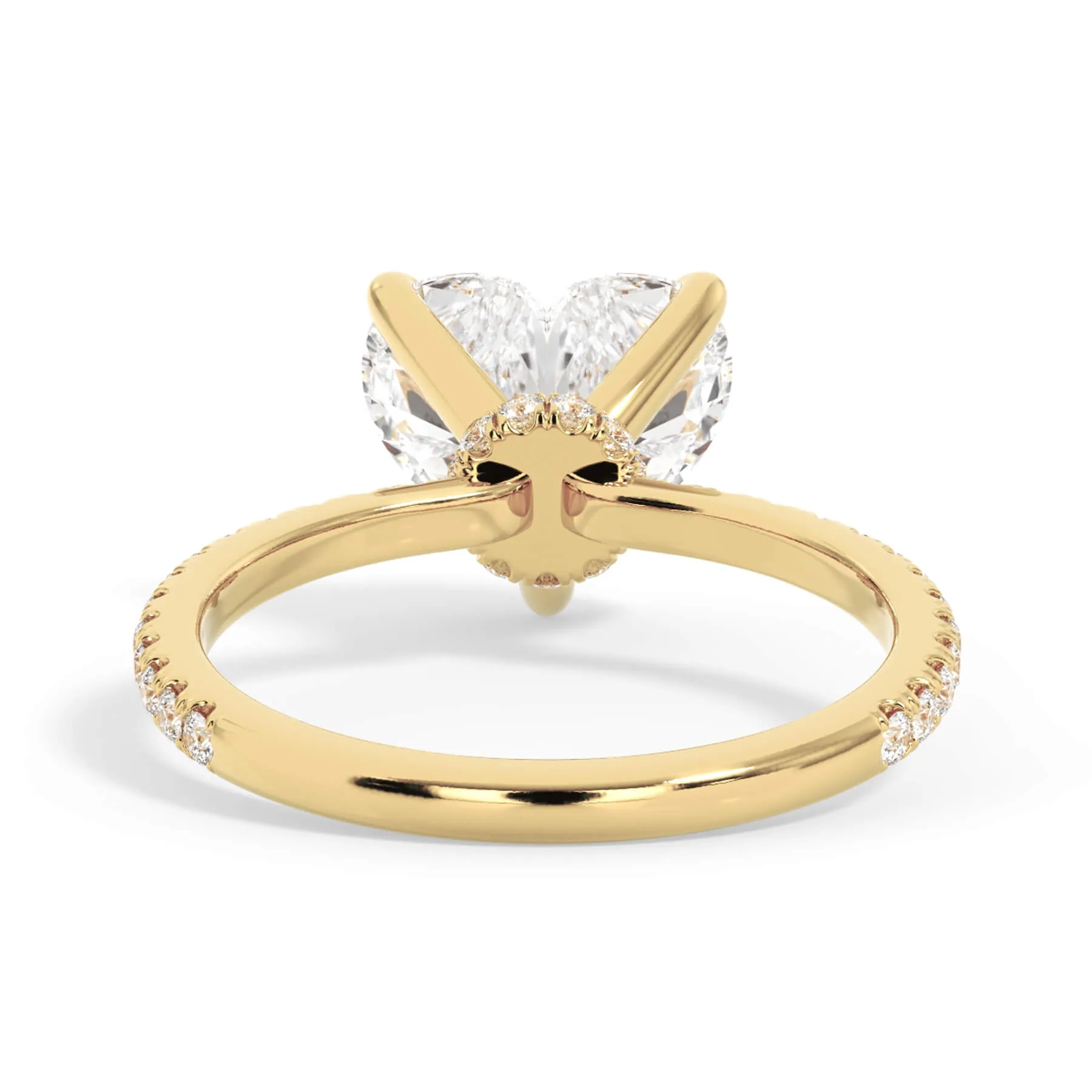 Under Halo with Diamond Shank Engagement Ring - Yellow Gold Wrap