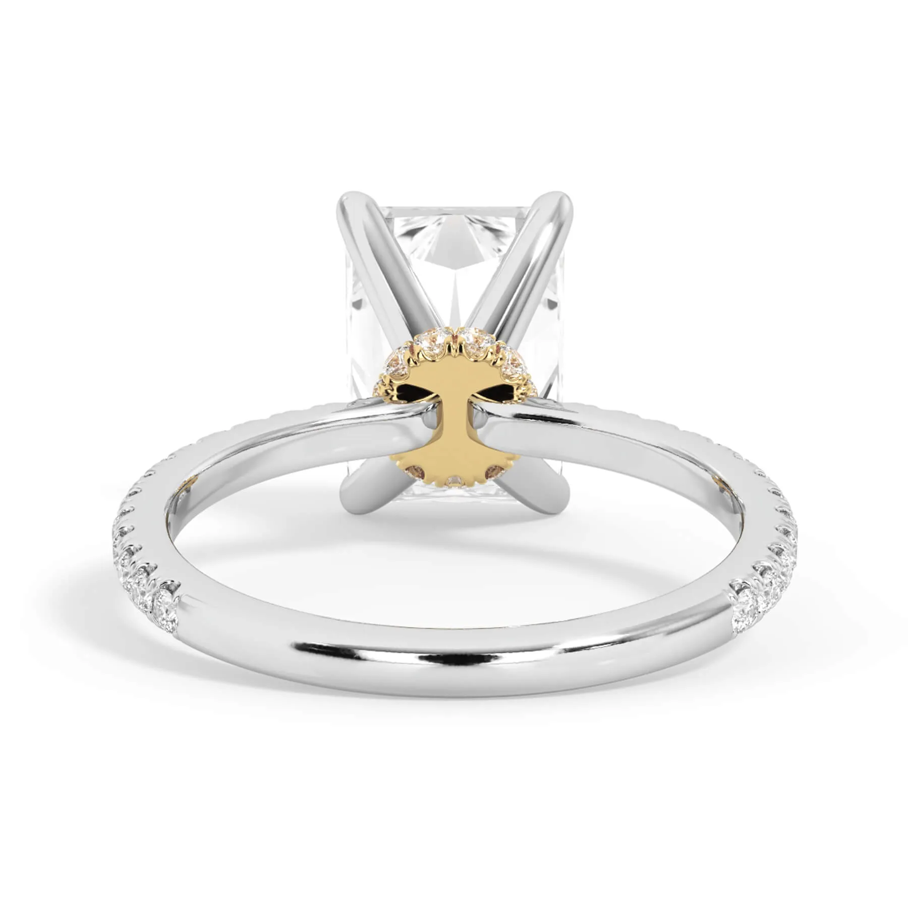 Under Halo with Diamond Shank Engagement Ring - Yellow Gold Wrap