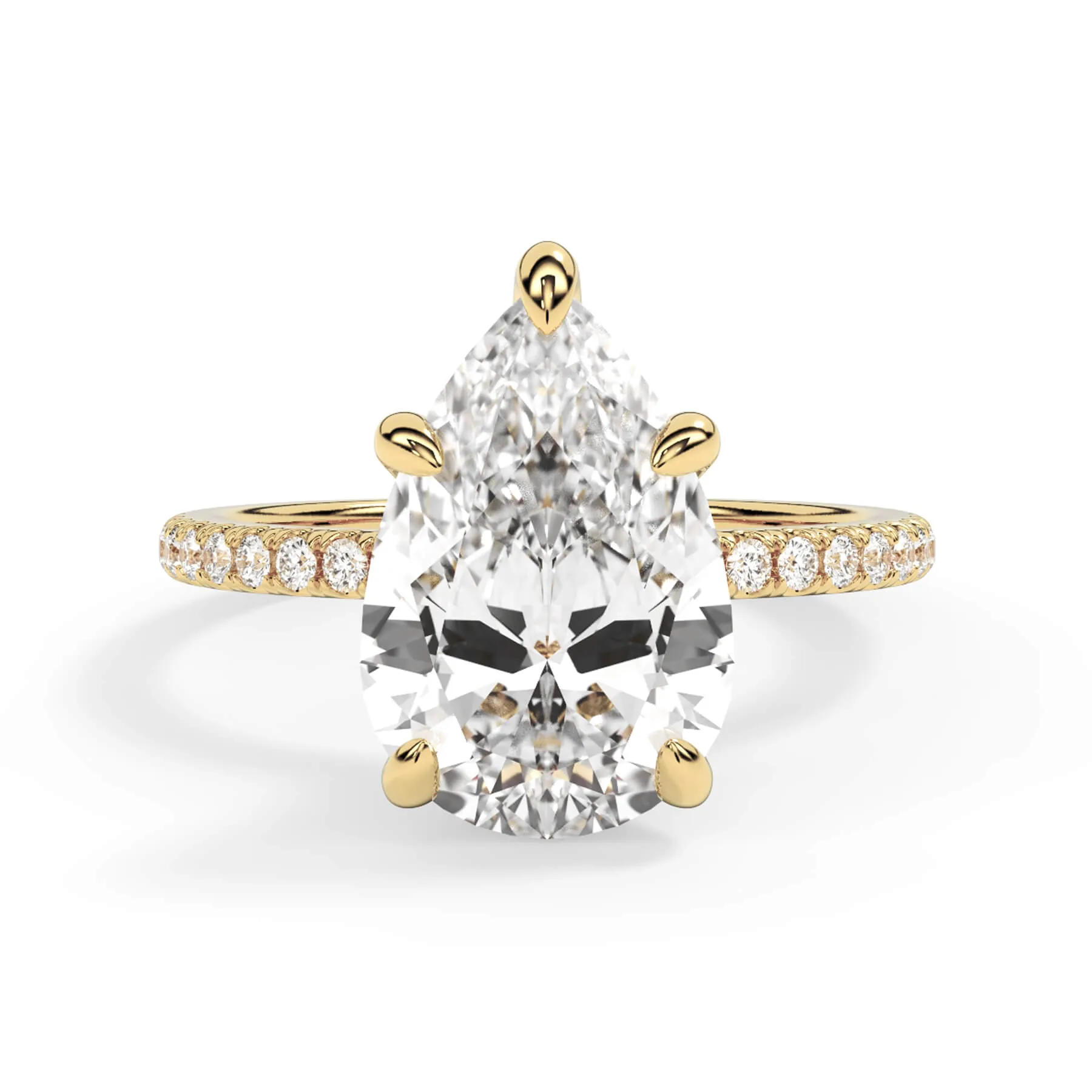 Under Halo with Diamond Shank Engagement Ring - Yellow Gold Wrap