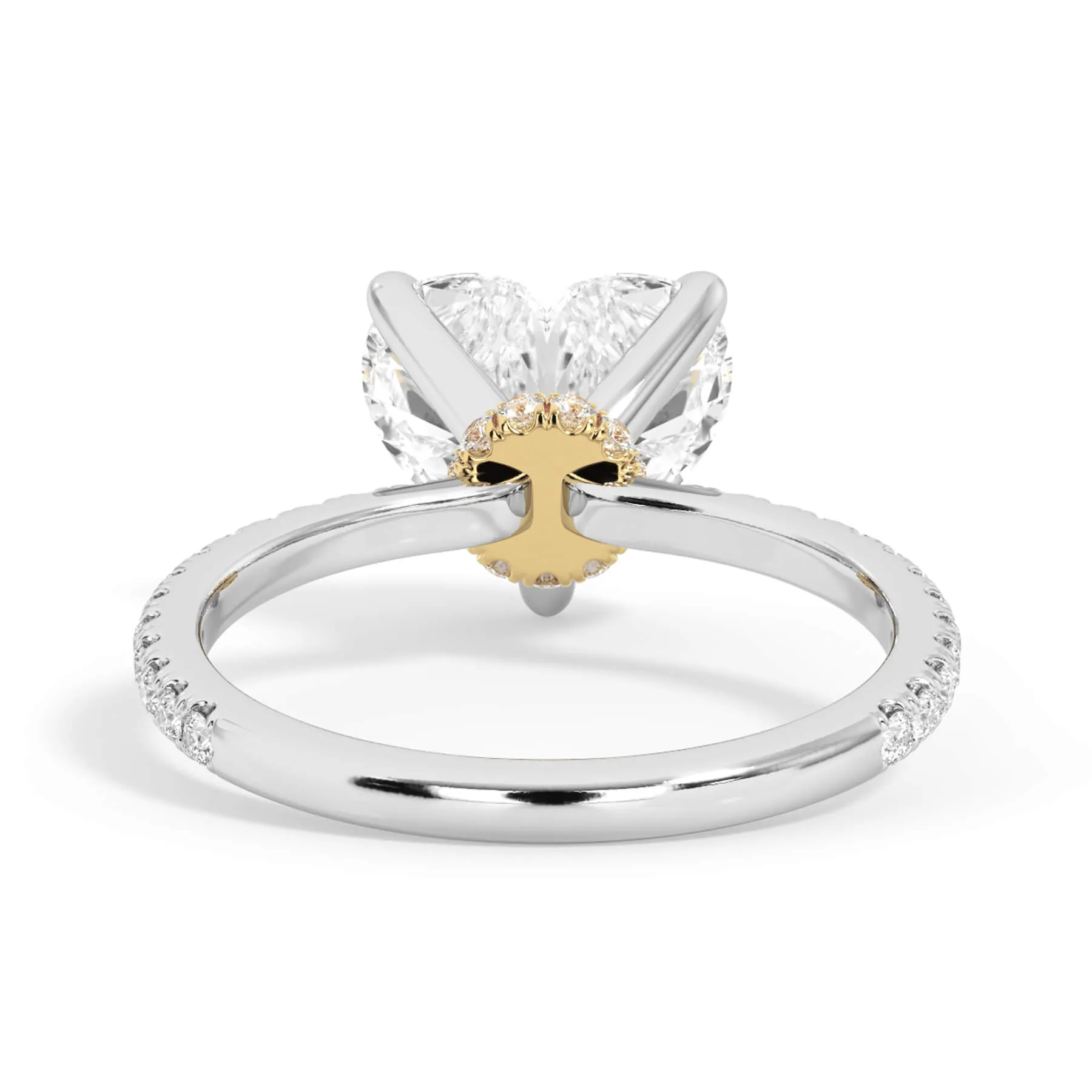 Under Halo with Diamond Shank Engagement Ring - Yellow Gold Wrap