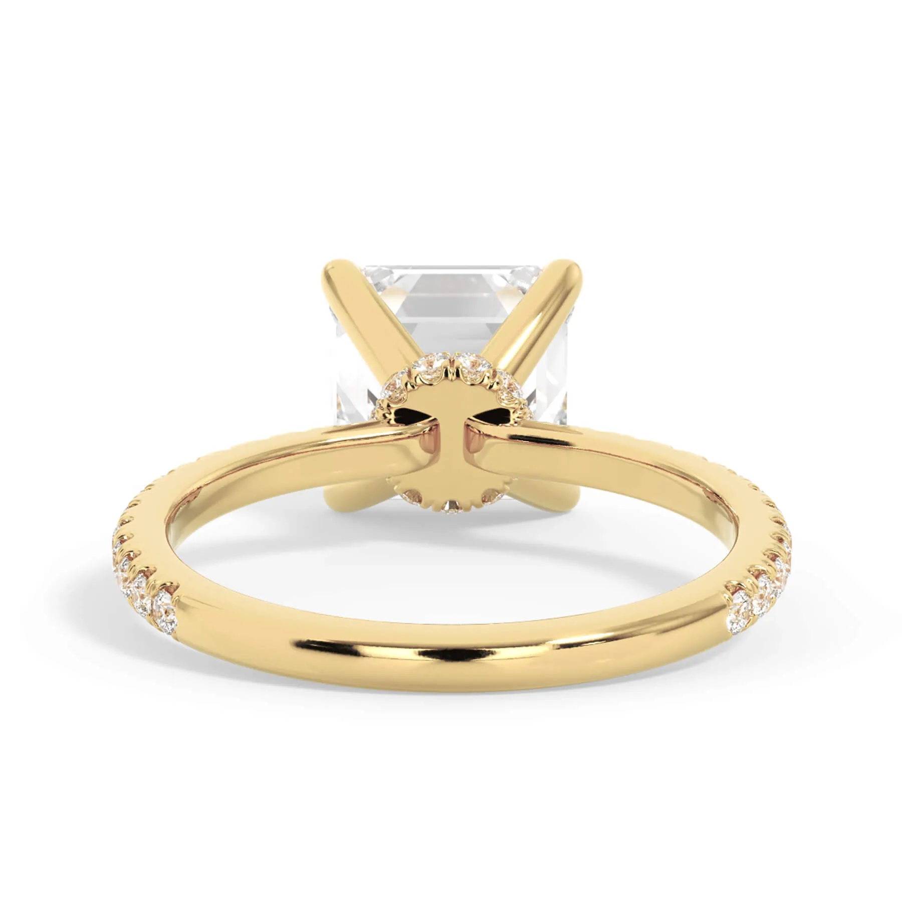 Under Halo with Diamond Shank Engagement Ring - Yellow Gold Wrap