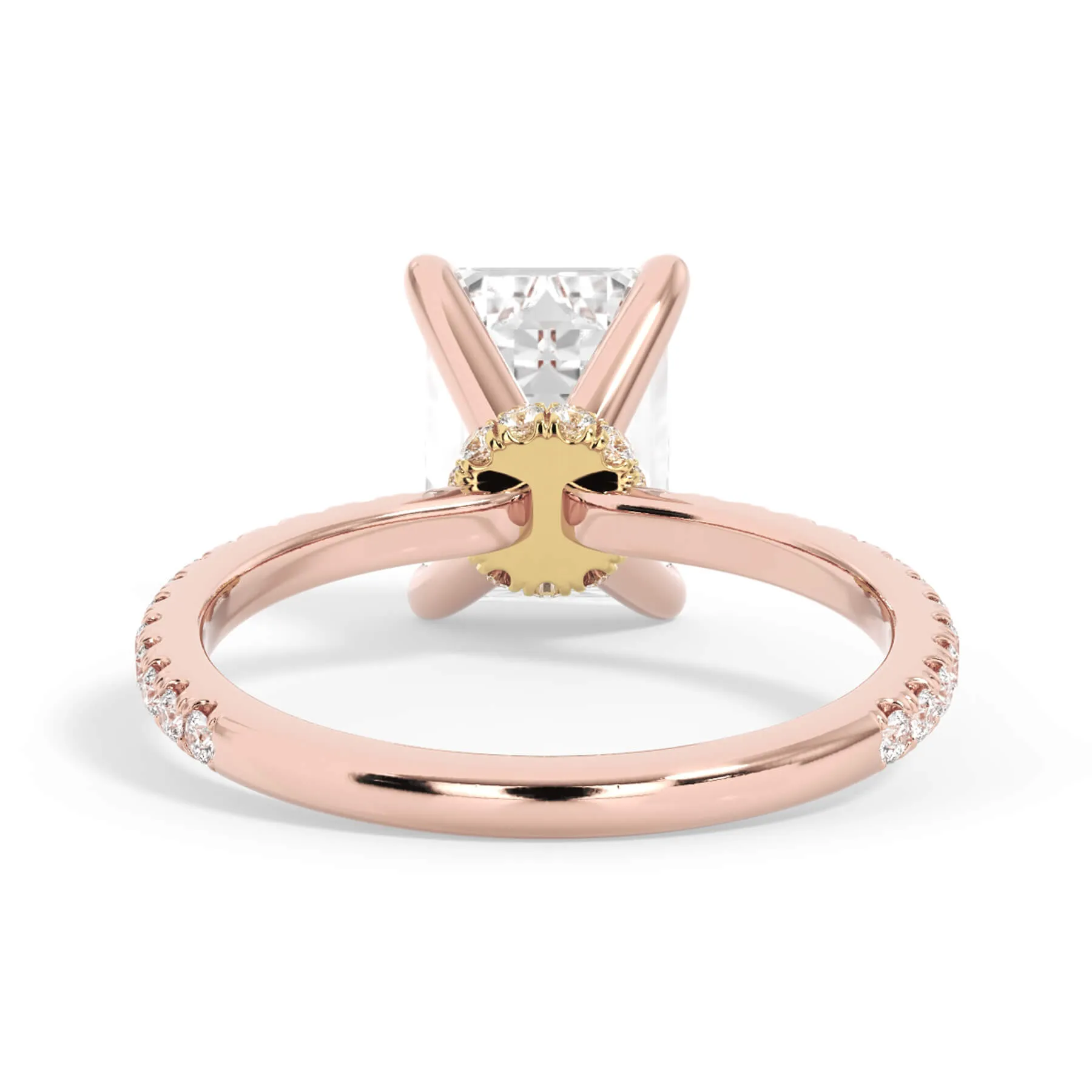 Under Halo with Diamond Shank Engagement Ring - Yellow Gold Wrap