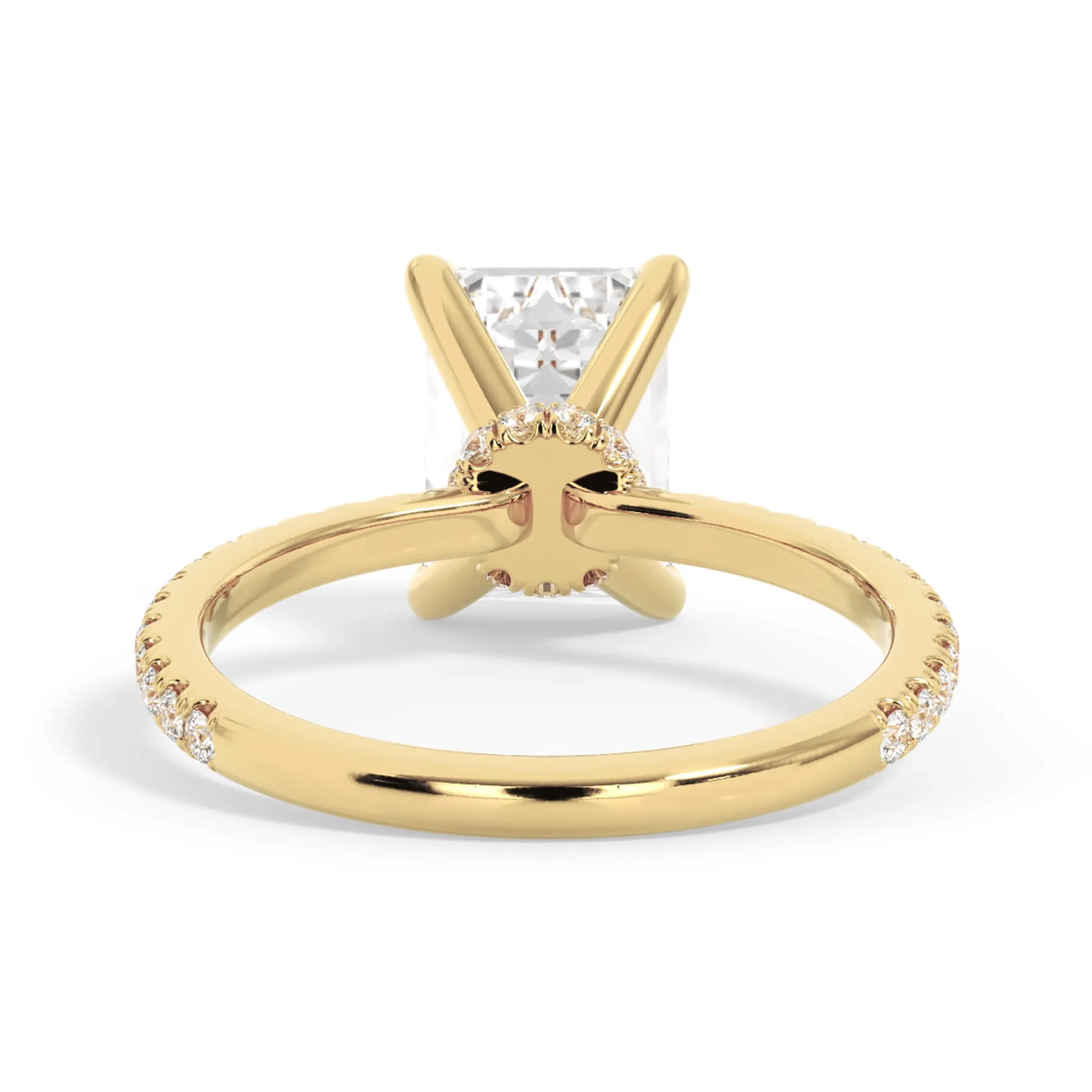 Under Halo with Diamond Shank Engagement Ring - Yellow Gold Wrap