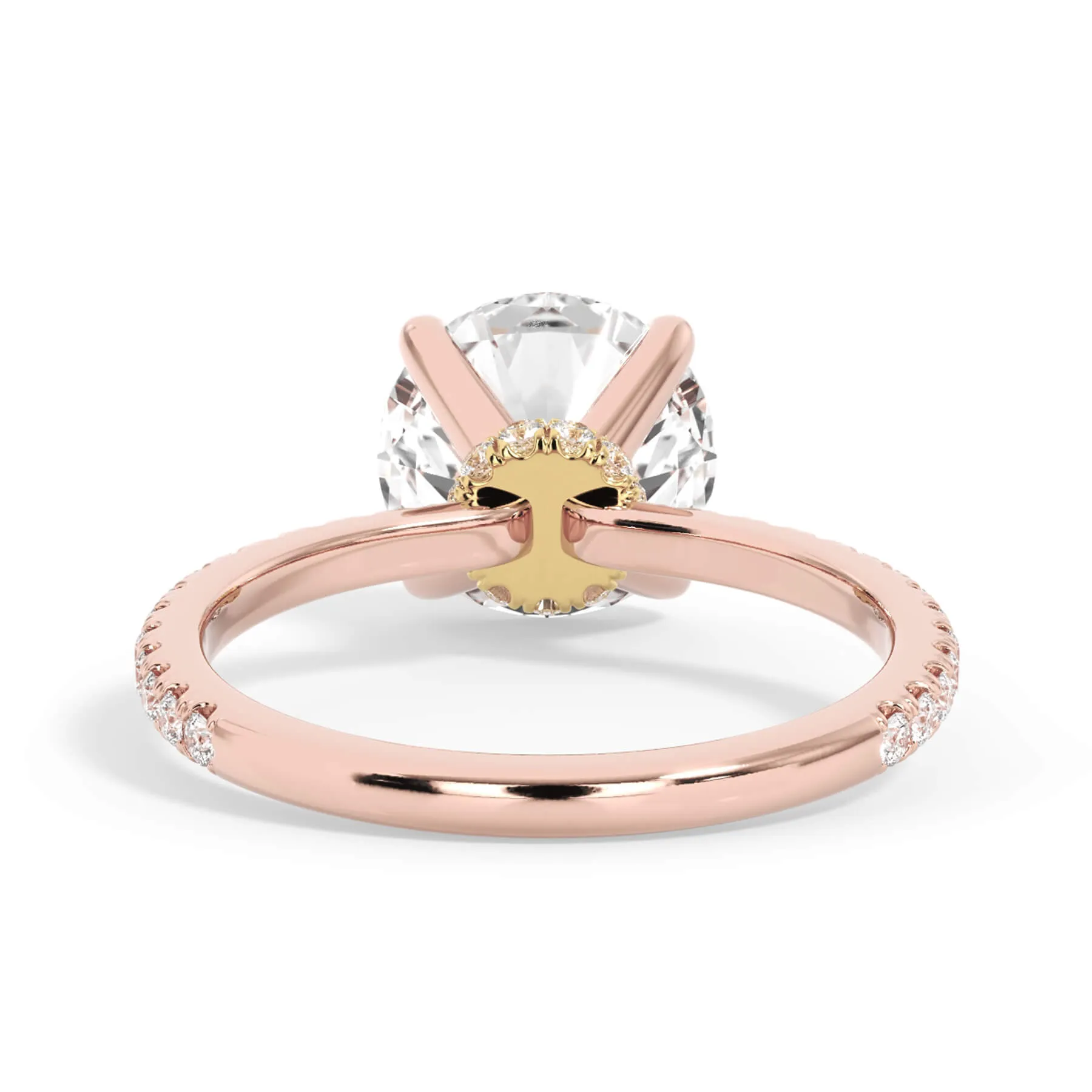 Under Halo with Diamond Shank Engagement Ring - Yellow Gold Wrap