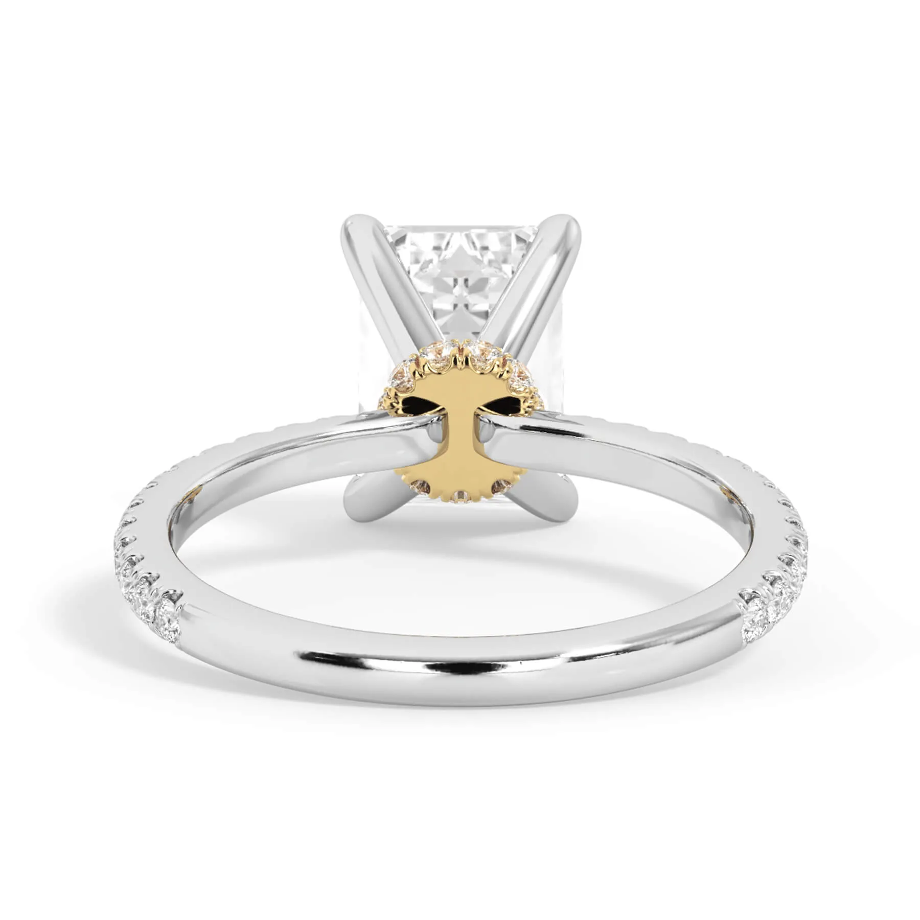 Under Halo with Diamond Shank Engagement Ring - Yellow Gold Wrap