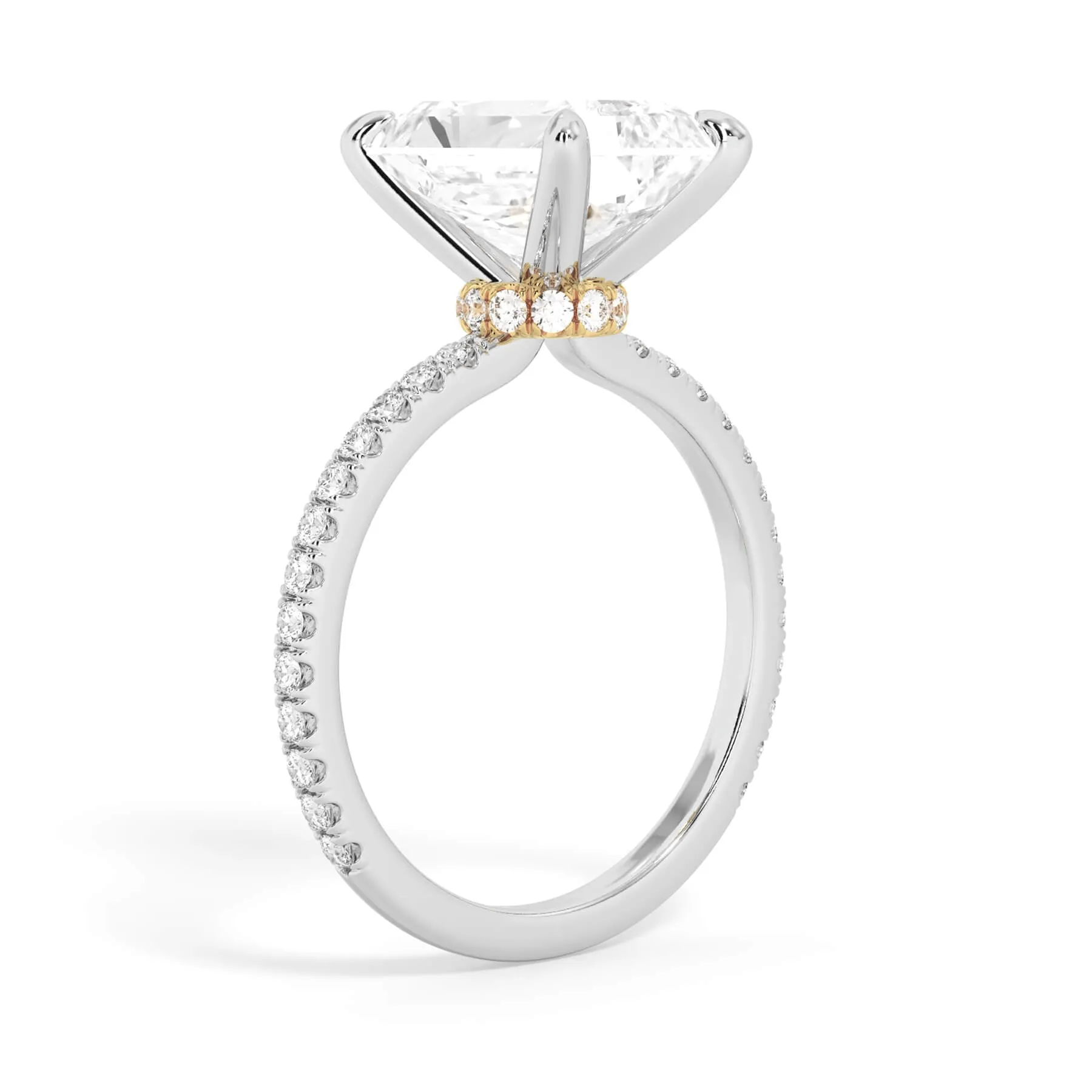 Under Halo with Diamond Shank Engagement Ring - Yellow Gold Wrap