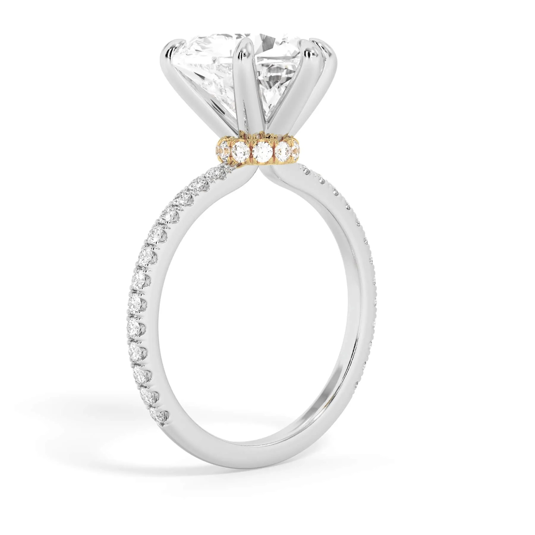 Under Halo with Diamond Shank Engagement Ring - Yellow Gold Wrap