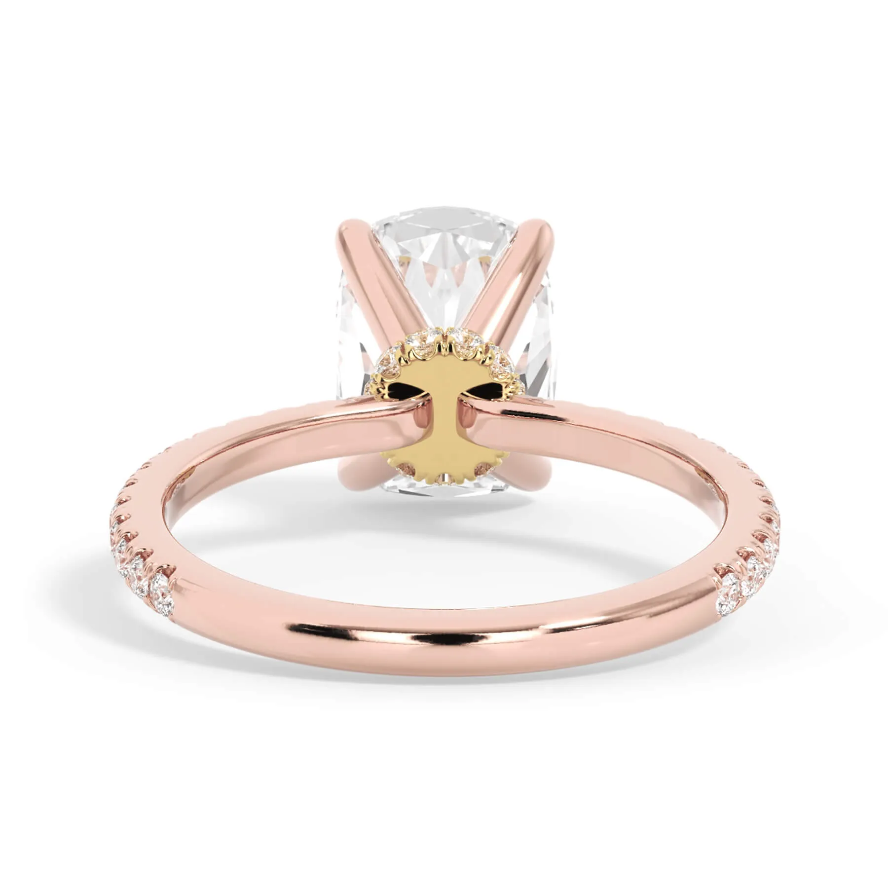 Under Halo with Diamond Shank Engagement Ring - Yellow Gold Wrap