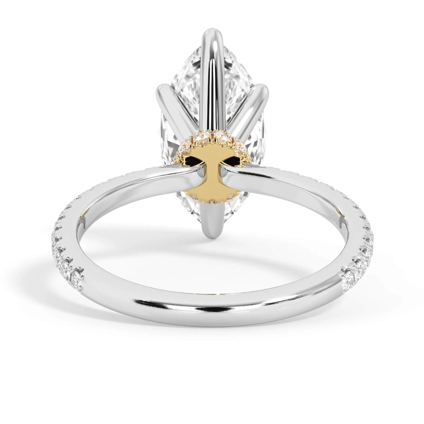 Under Halo with Diamond Shank Engagement Ring - Yellow Gold Wrap