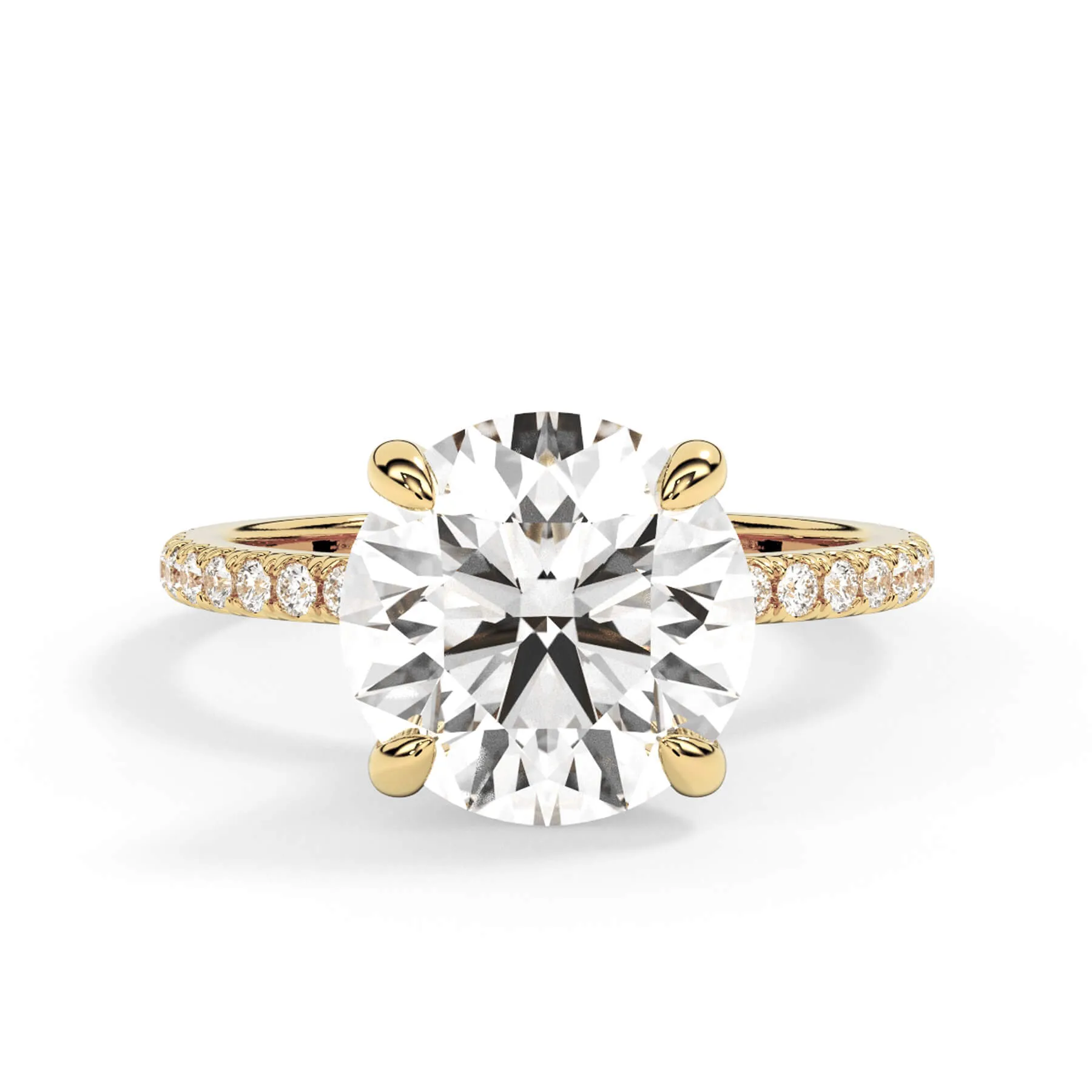 Under Halo with Diamond Shank Engagement Ring - Yellow Gold Wrap