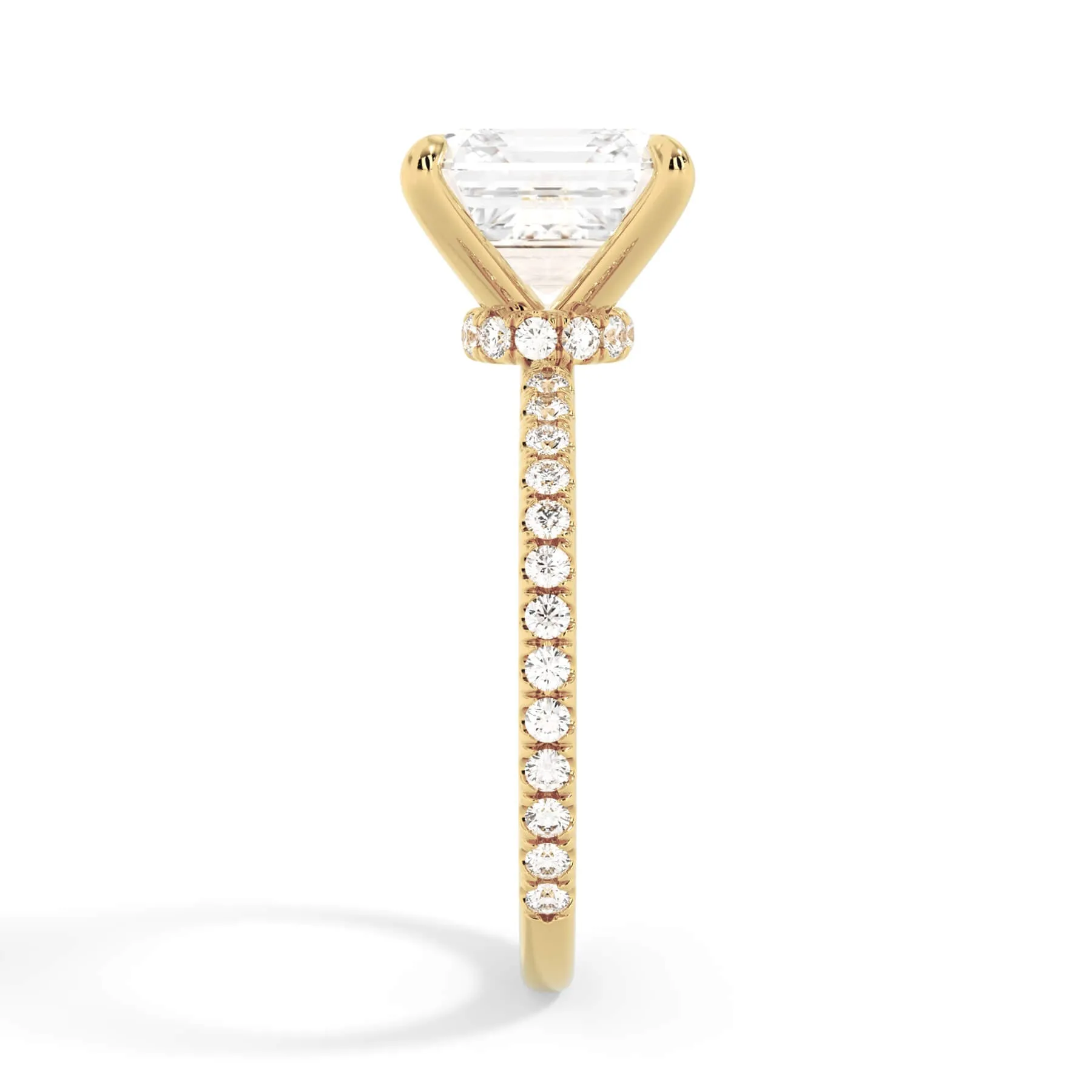 Under Halo with Diamond Shank Engagement Ring - Yellow Gold Wrap