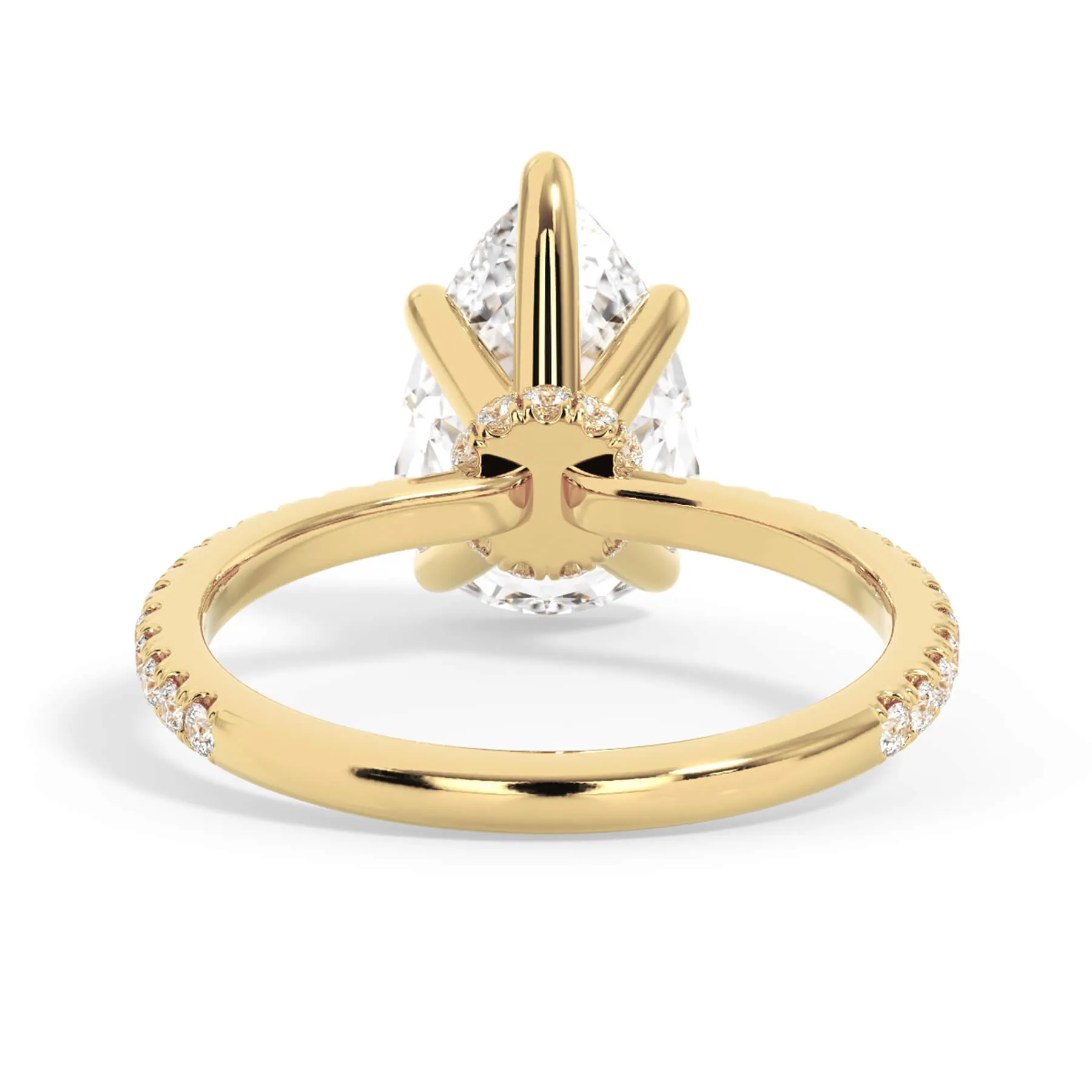 Under Halo with Diamond Shank Engagement Ring - Yellow Gold Wrap