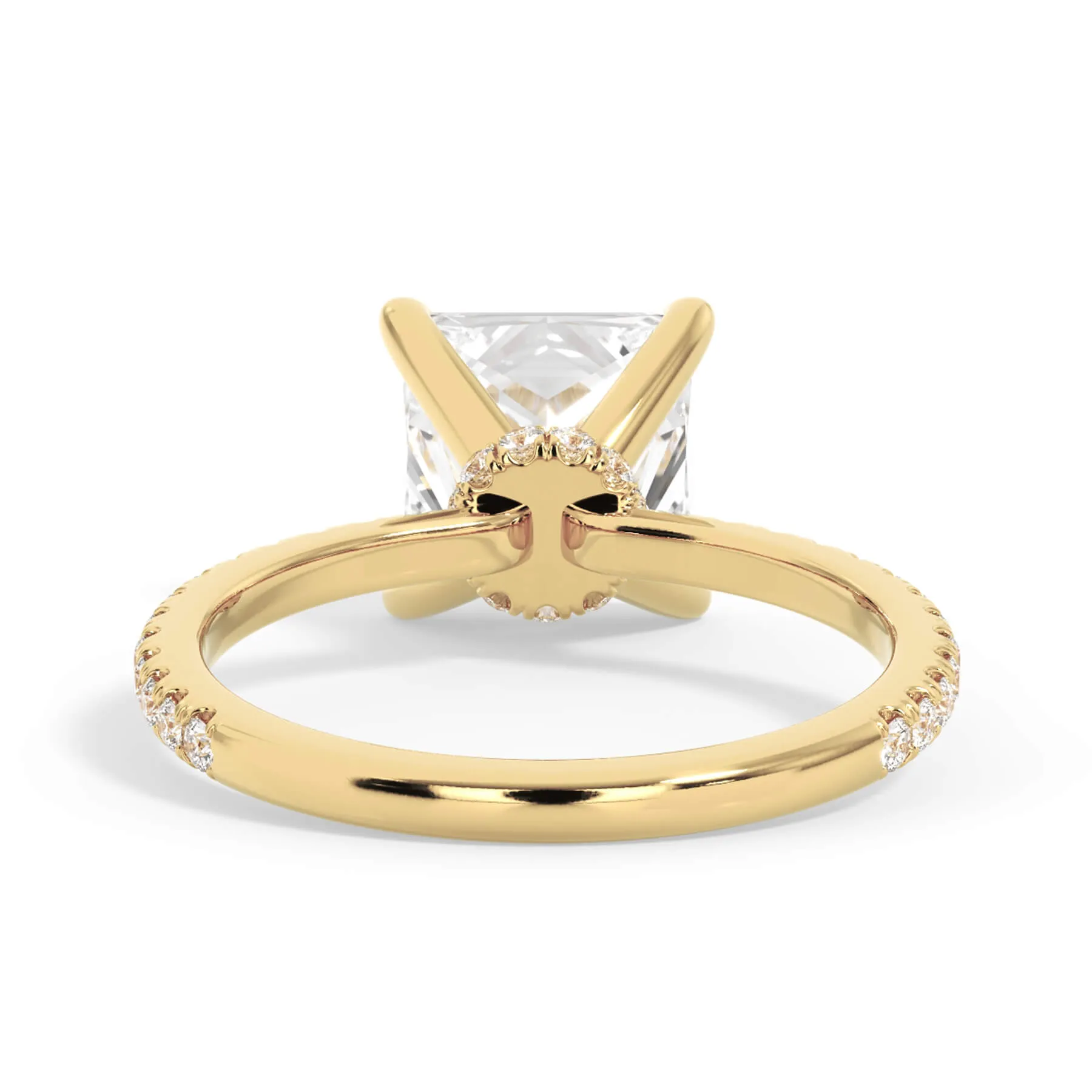 Under Halo with Diamond Shank Engagement Ring - Yellow Gold Wrap