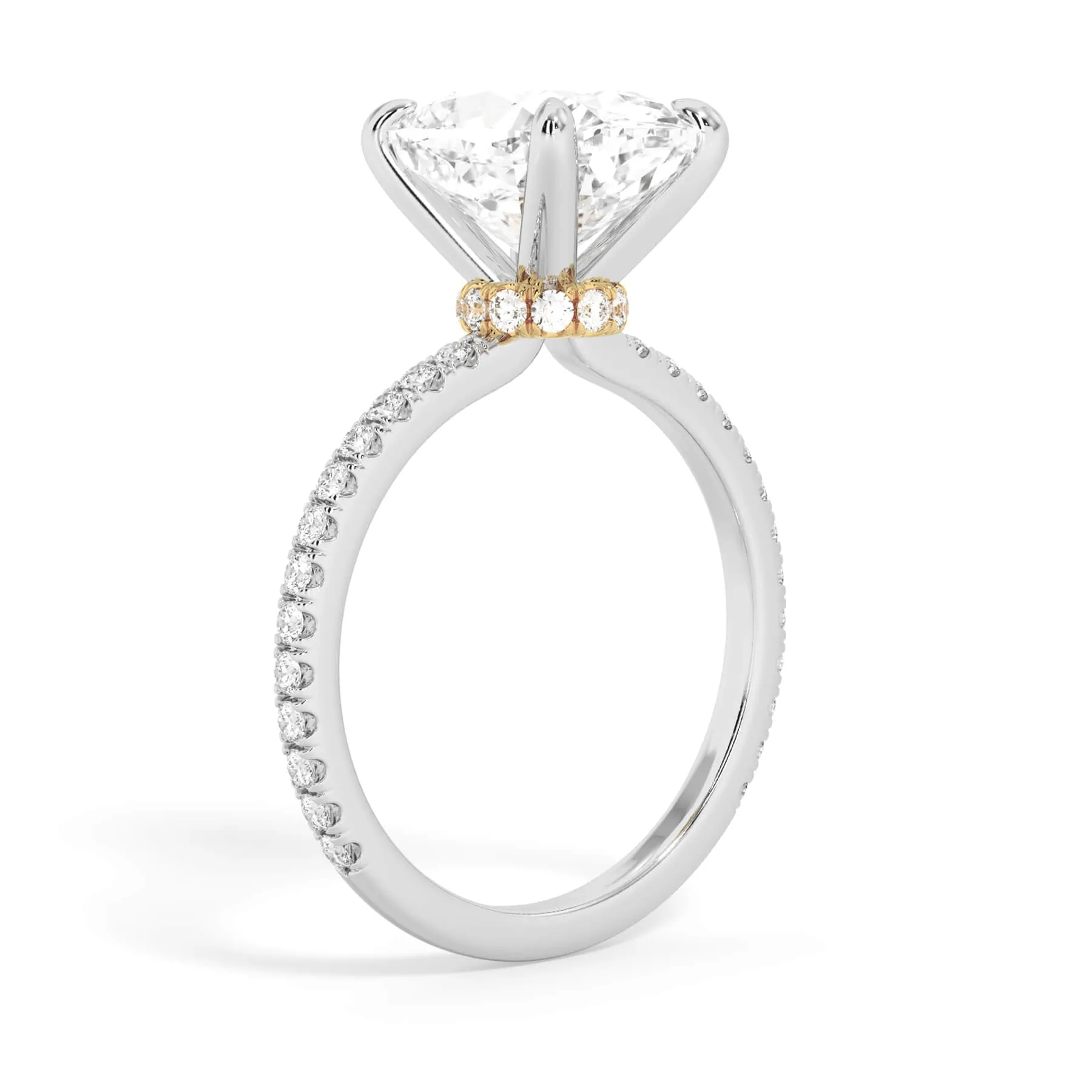 Under Halo with Diamond Shank Engagement Ring - Yellow Gold Wrap