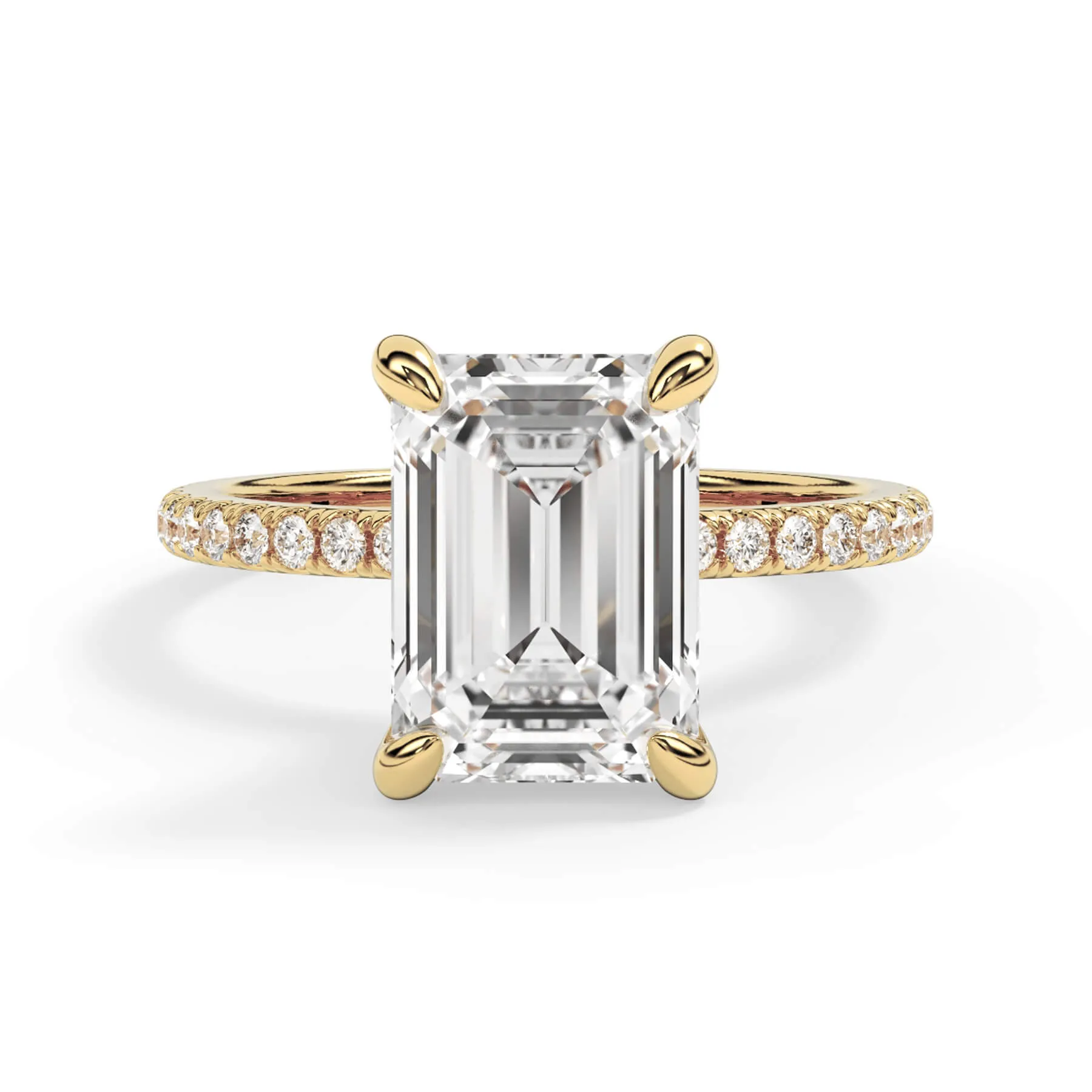 Under Halo with Diamond Shank Engagement Ring - Yellow Gold Wrap