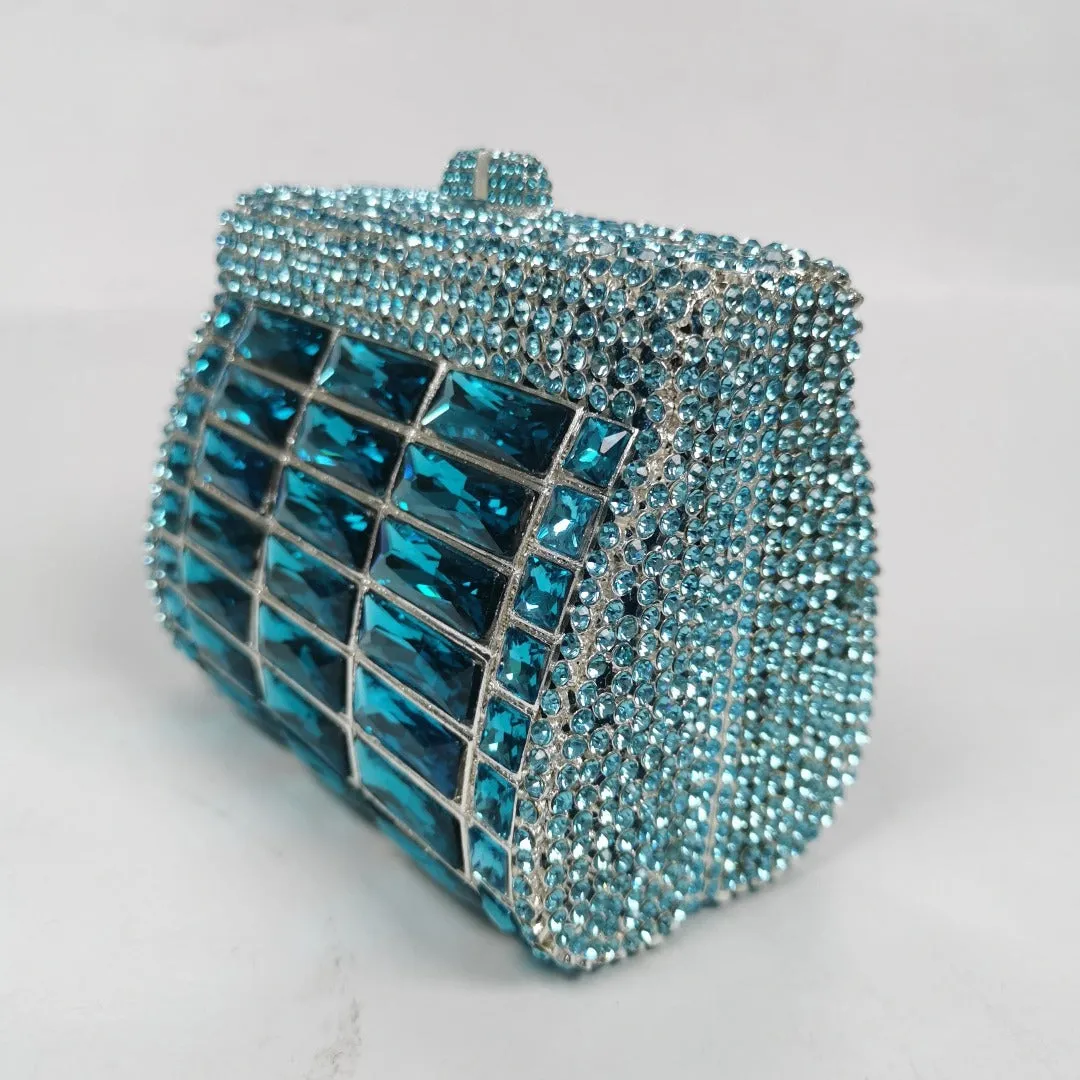 Victoria Crystals Clutch Bag - Sky Blue