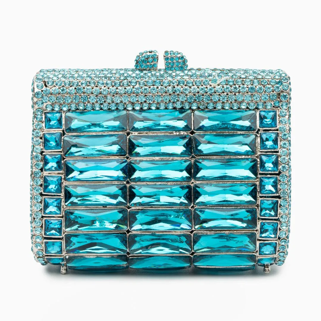 Victoria Crystals Clutch Bag - Sky Blue