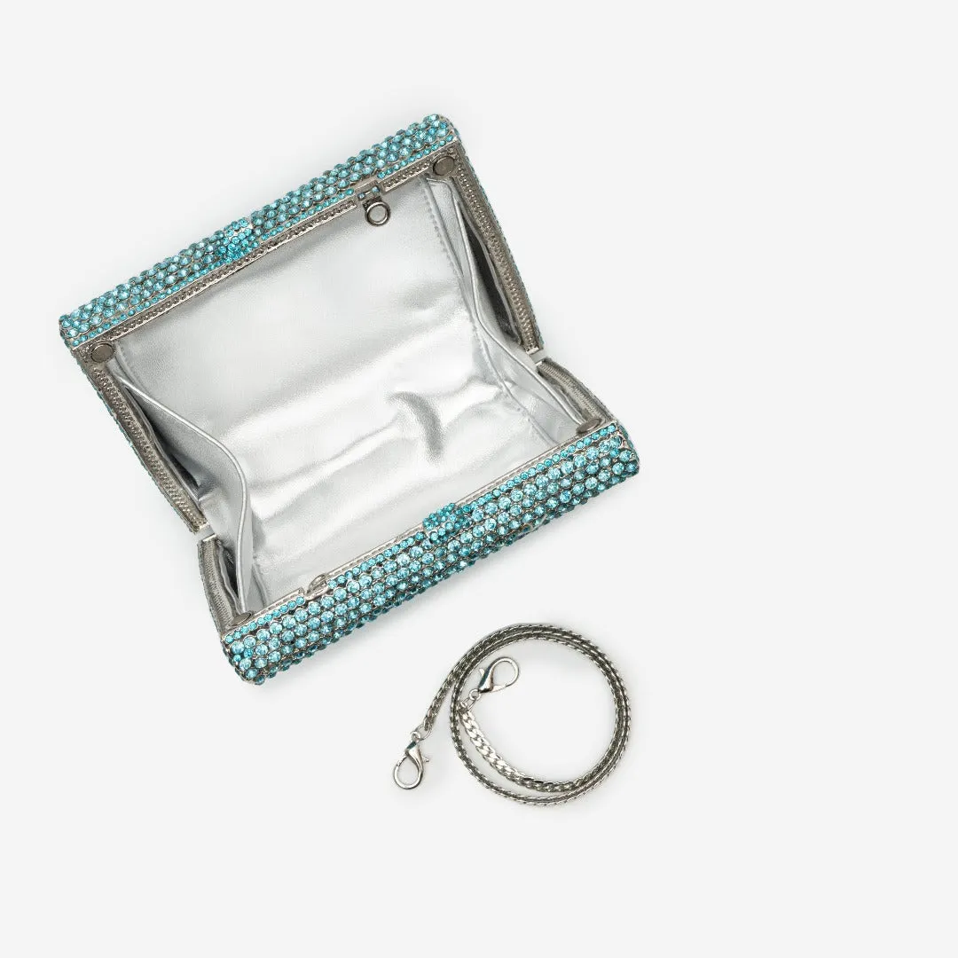 Victoria Crystals Clutch Bag - Sky Blue