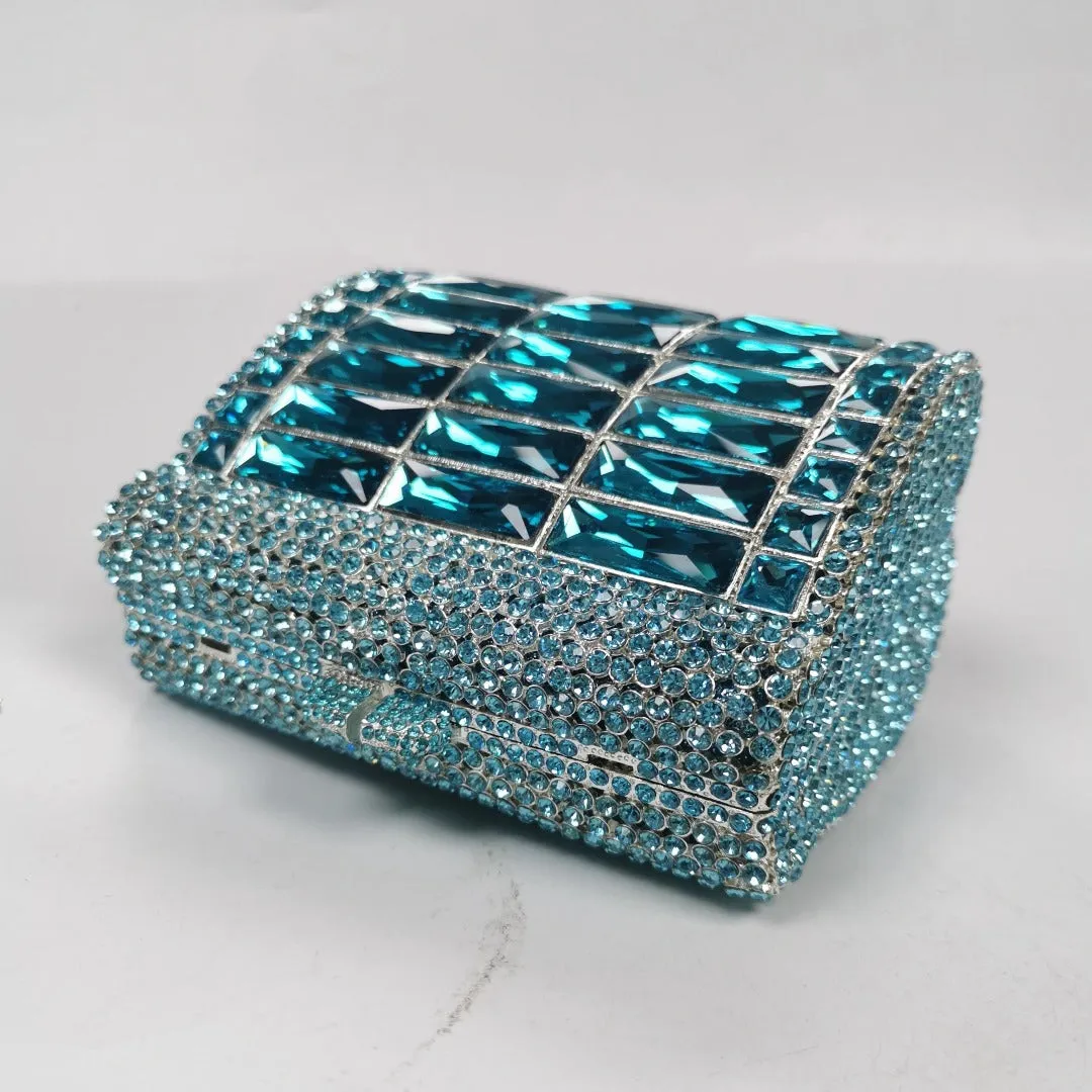 Victoria Crystals Clutch Bag - Sky Blue