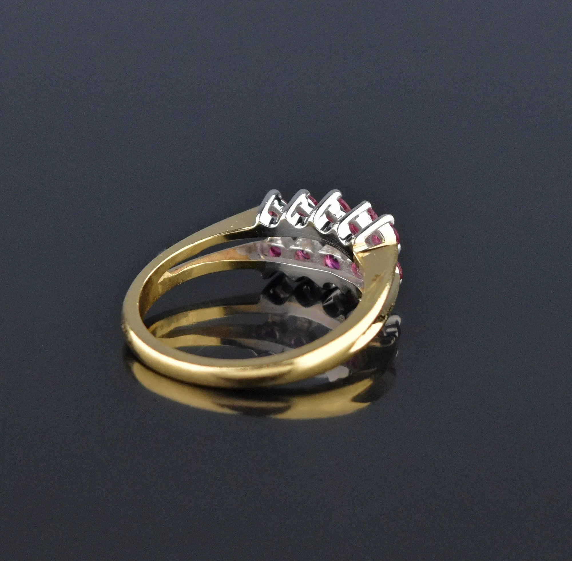 Vintage 14K Gold Double Row Ruby Band Ring