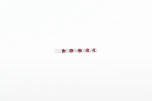 White Gold Alternating Ruby and Diamond Band