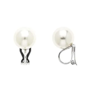 White Pearl Clip Earrings