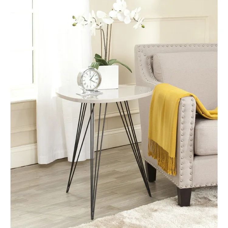 Wolcott Retro Mid-Century Lacquer Side Table - Taupe/Black