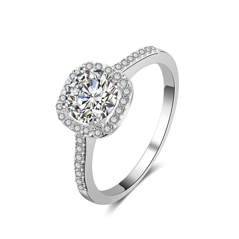 Womens Luxury Cubic Zirconia Engagement Square Ring