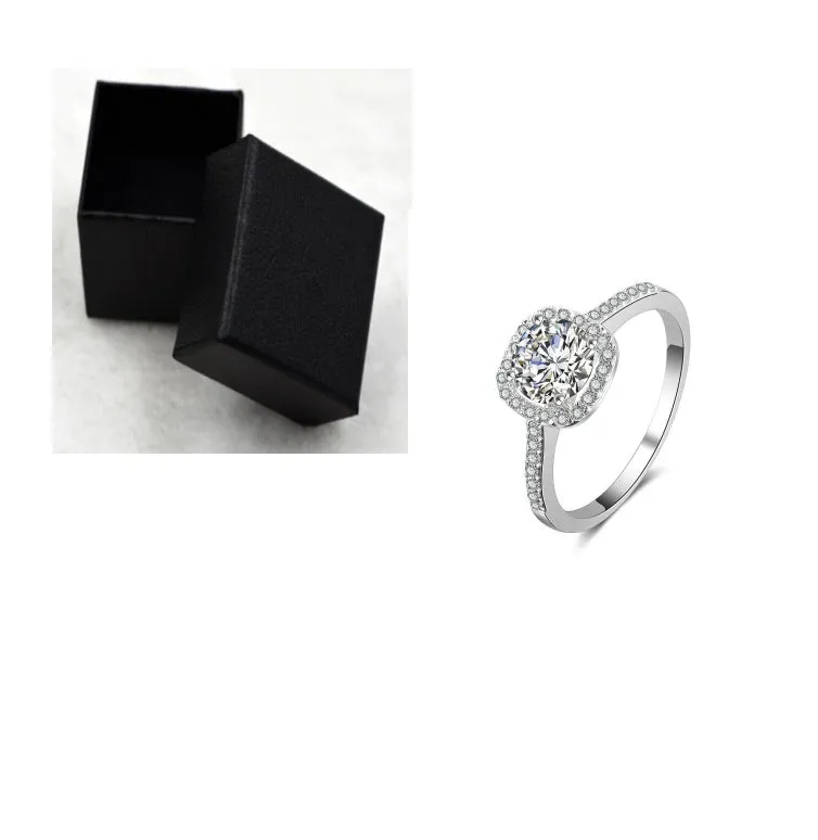 Womens Luxury Cubic Zirconia Engagement Square Ring