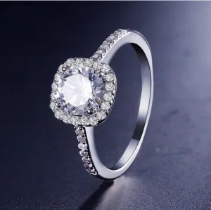 Womens Luxury Cubic Zirconia Engagement Square Ring