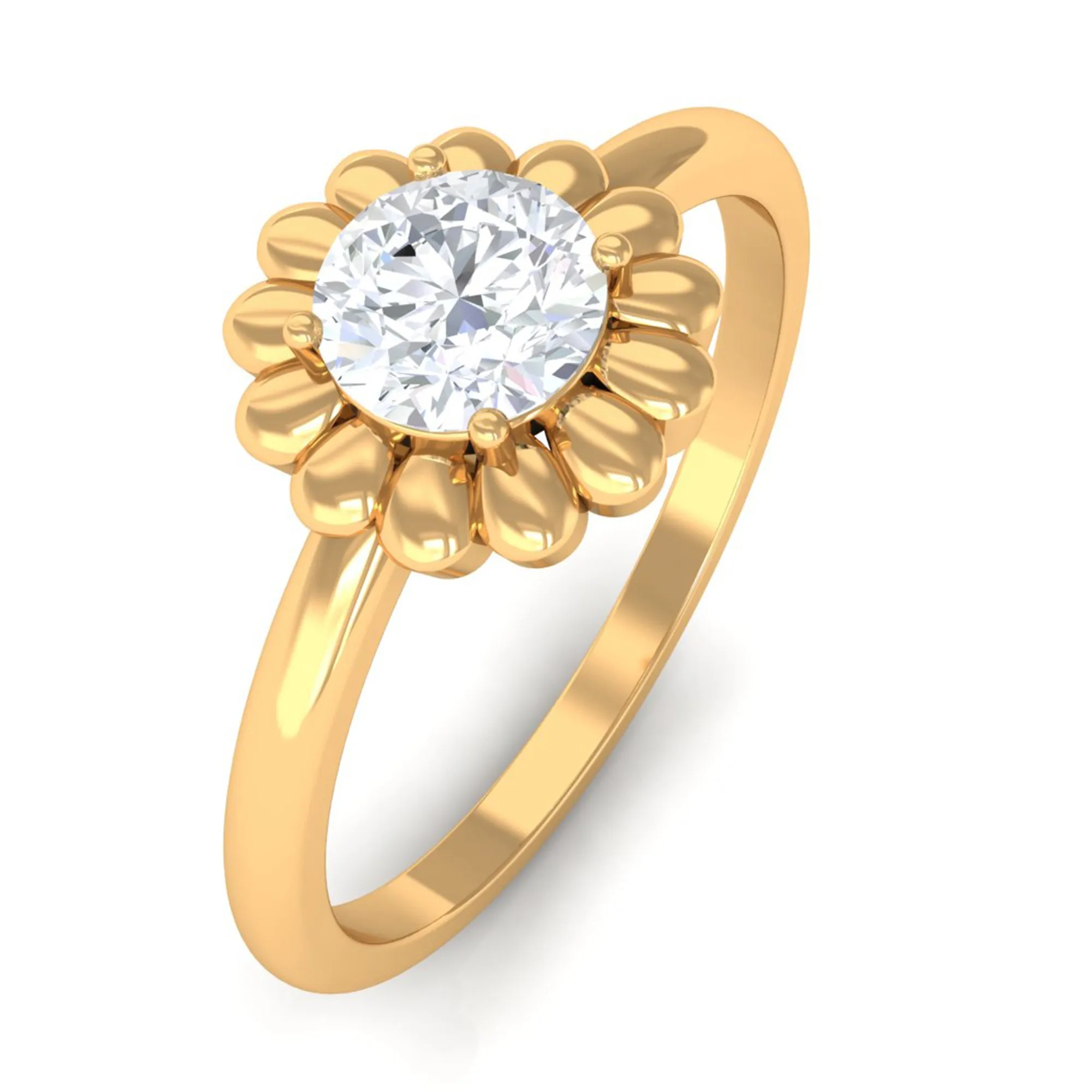 Zircon Floral Solitaire Ring