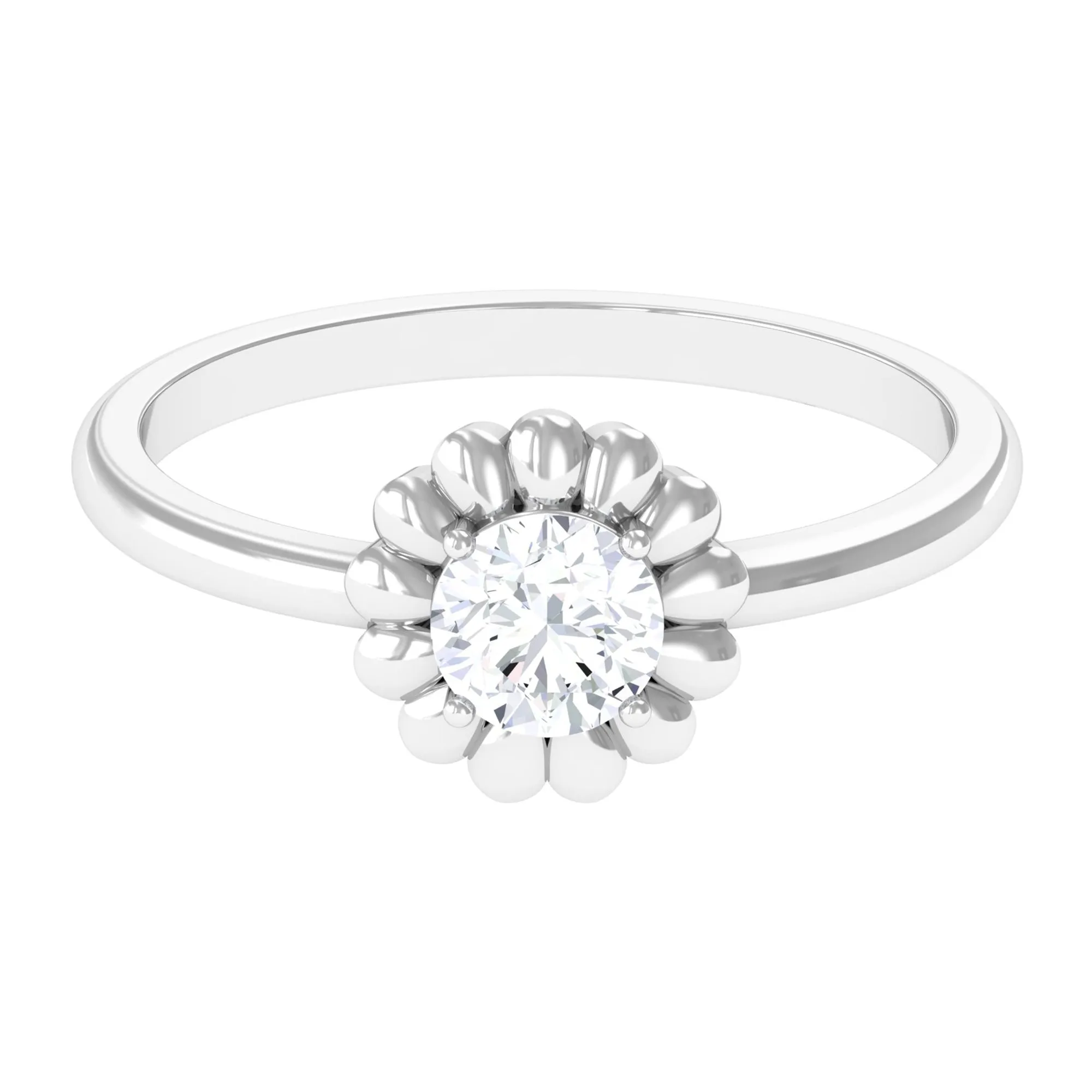 Zircon Floral Solitaire Ring