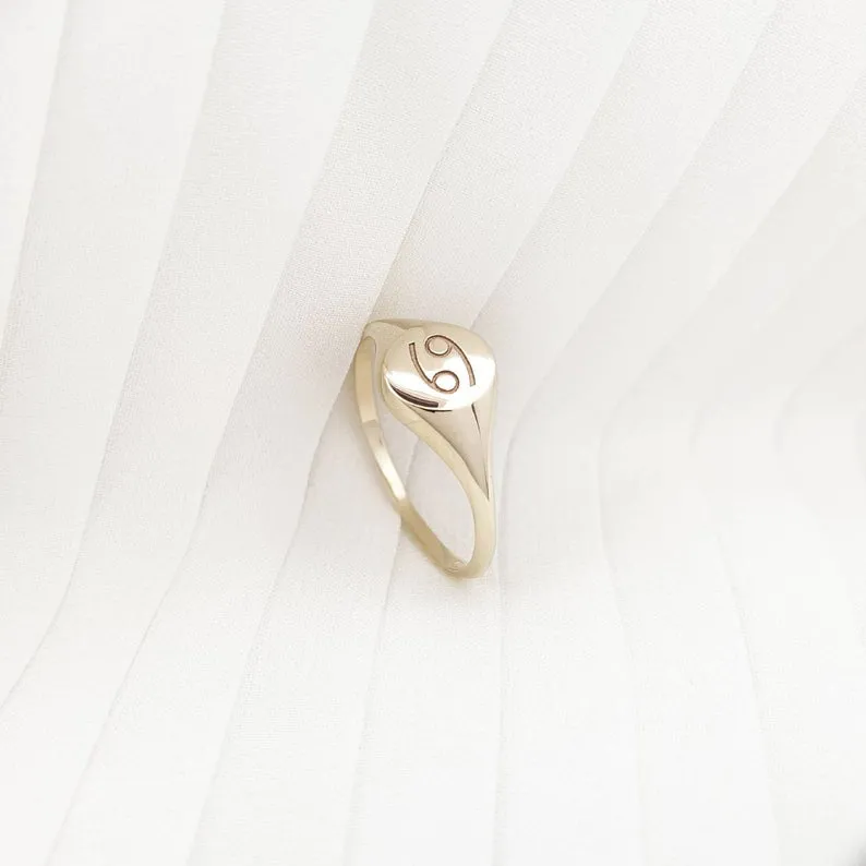 Zodiac custom initial ring